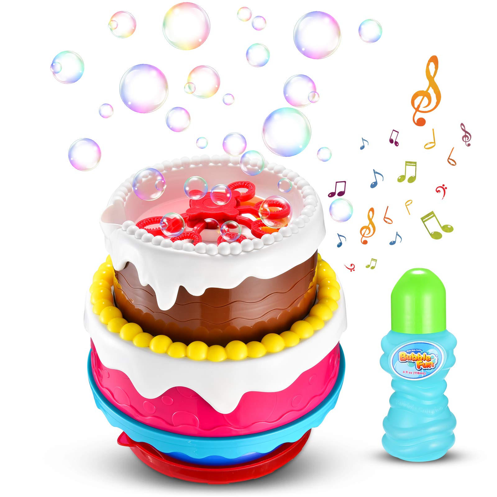 **Baby Shark Bubble Machine with Music - Kids Outdoor Bubble Blower Toy with Colorful LED Lights & Bubble Solution - Fun Rainbow Bubble Gun for Toddlers, Birthday Parties, Pool Play & Backyard Games**