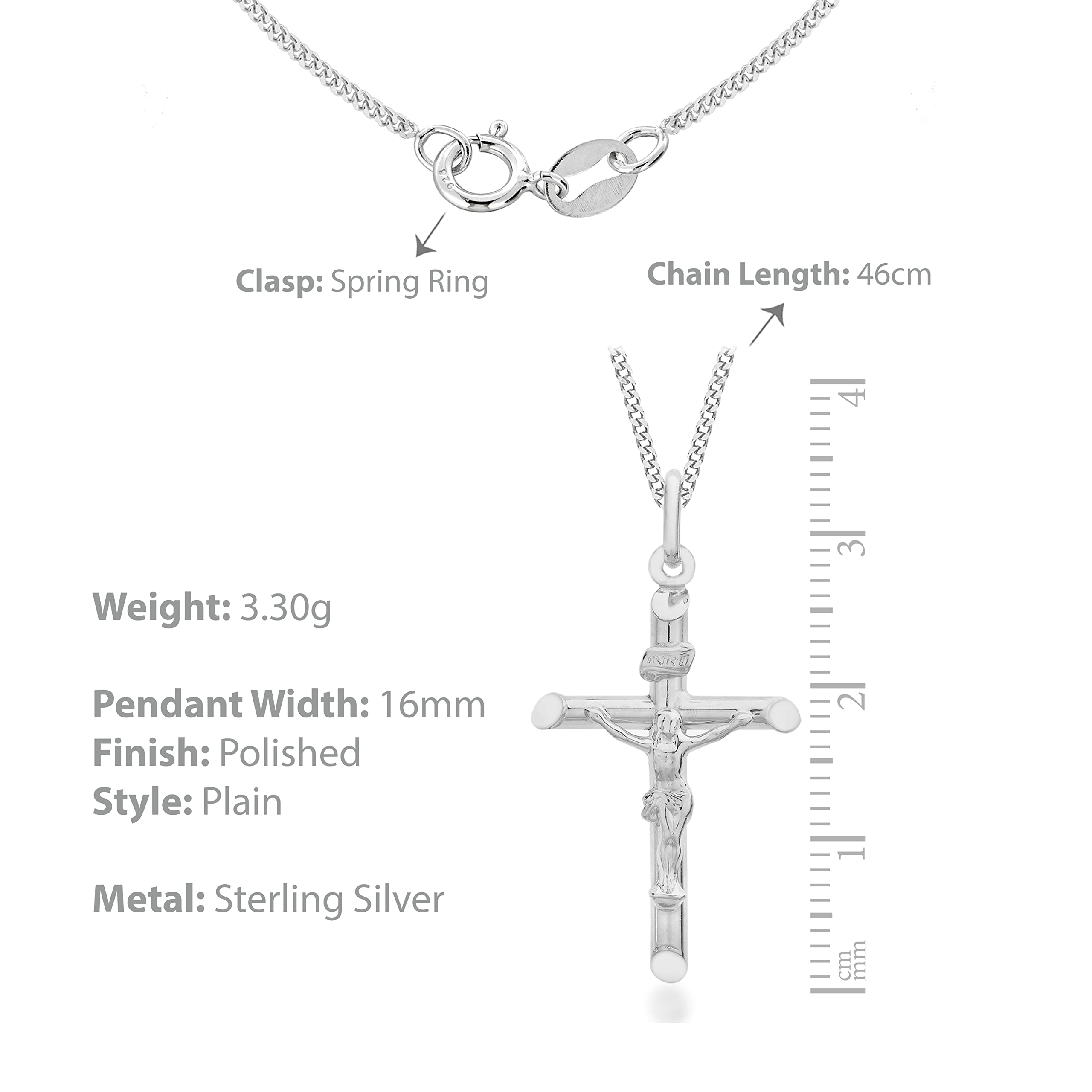 Tuscany Silver Women's Sterling Silver Crucifix Curb Chain Necklace - Elegant Religious Jewelry for Everyday Wear & Special Occasions