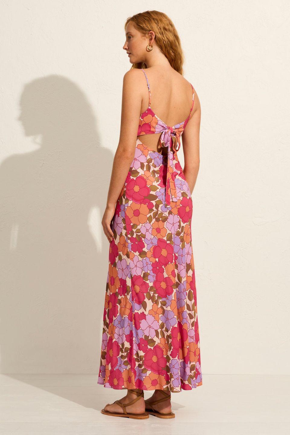 Tania Women's Pink Floral Strappy Maxi Dress - Summer Beach Wedding Party Dress for Vacation & Boho Style Outfits