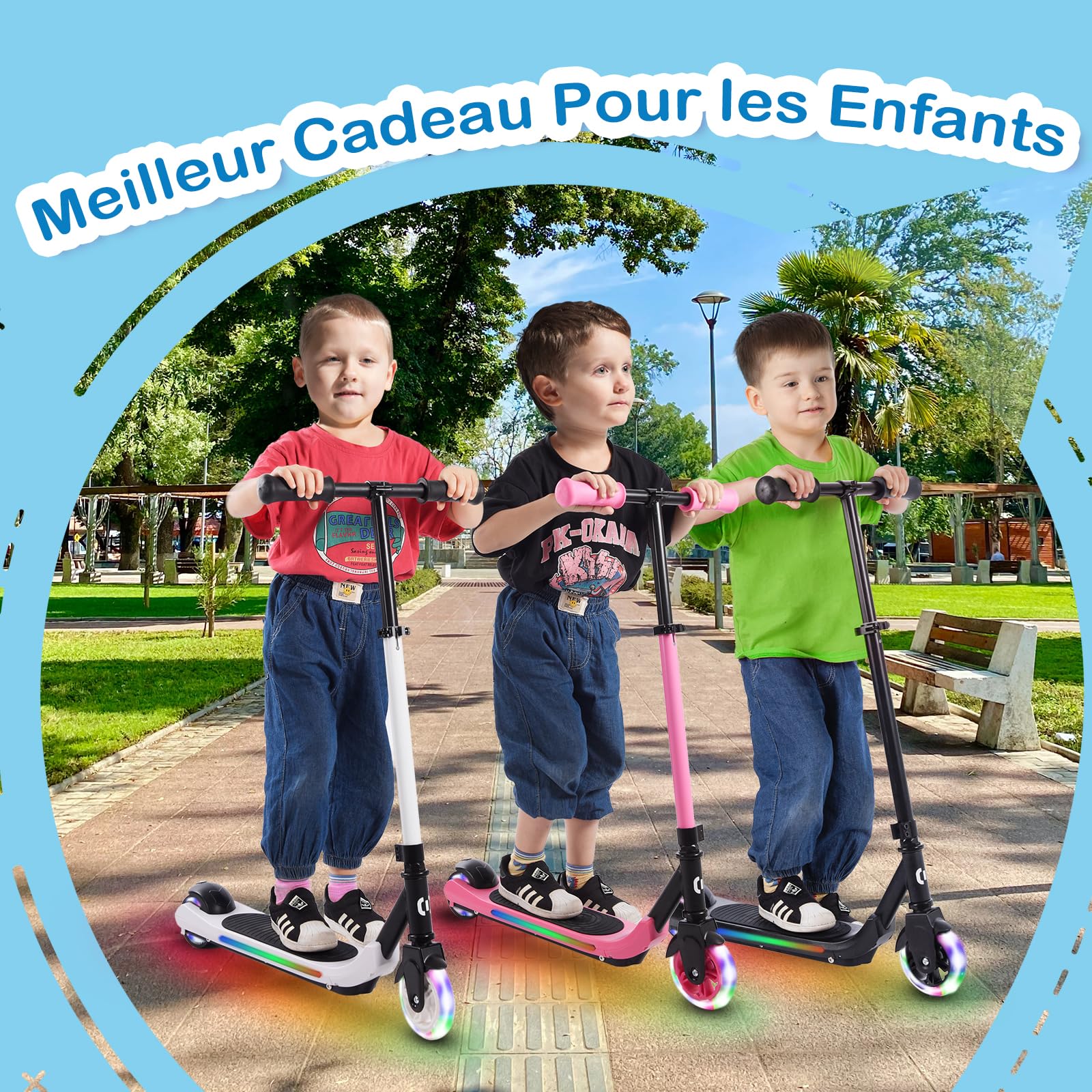 E-RIDES Kids Electric Scooter with Colorful Rainbow Lights - 8 km/h Max Speed, 5-8 km Range - Perfect Gift for Boys & Girls - Ride to School, Park & Neighborhood Adventures