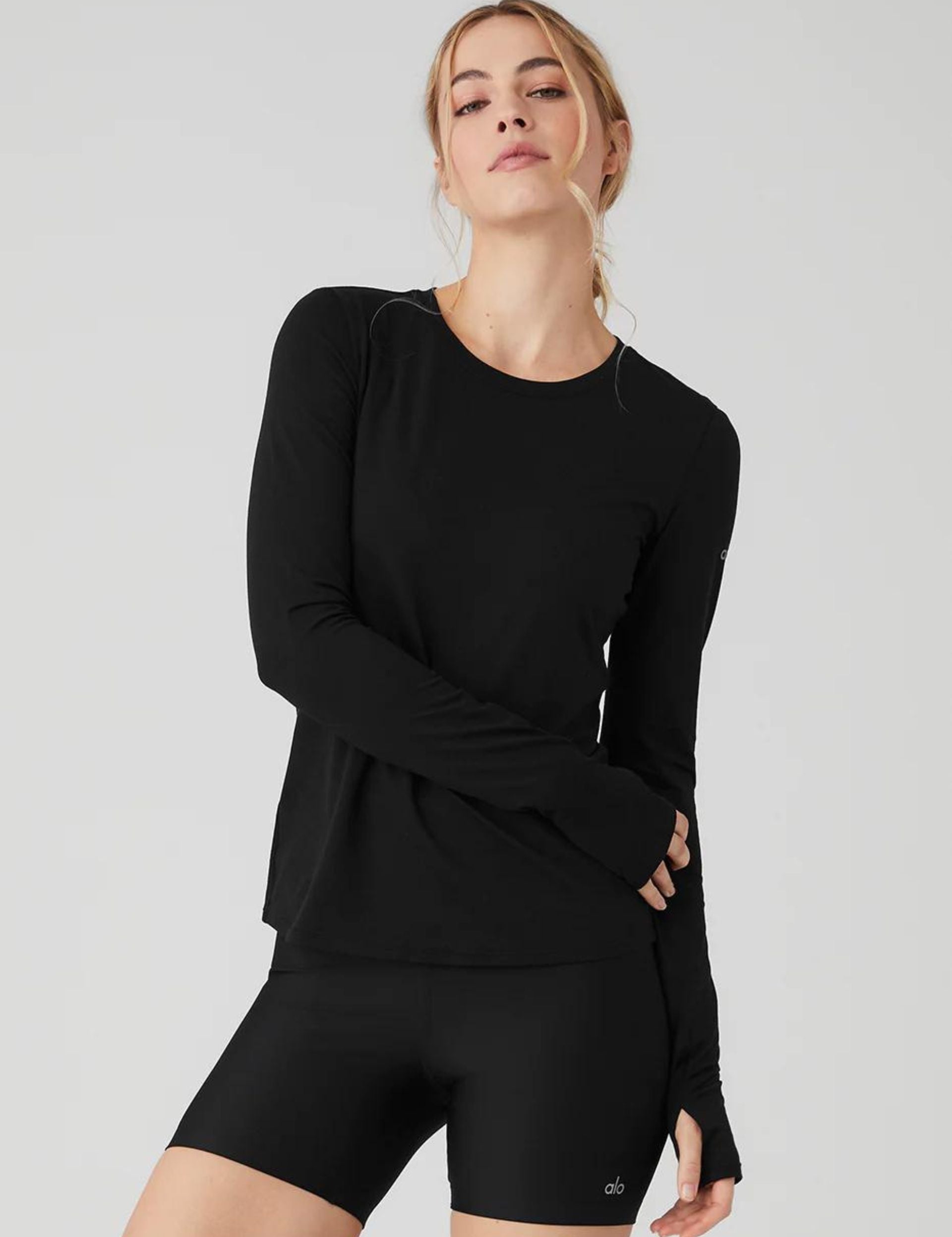 Alosoft Finesse Women's Long Sleeve Shirt - Soft Stretch Comfortable Blouse for Work & Casual Wear - Black