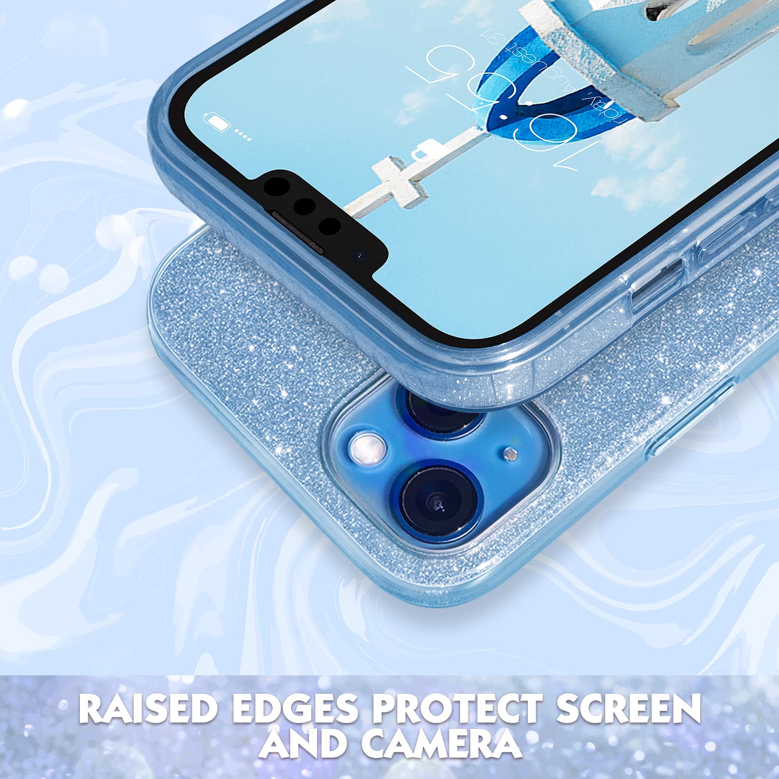 MILPROX iPhone 13 Case (2021) - Sparkly Glitter Shiny Protective Cover with 3-Layer Shockproof Design | Compatible with iPhone 13 6.1