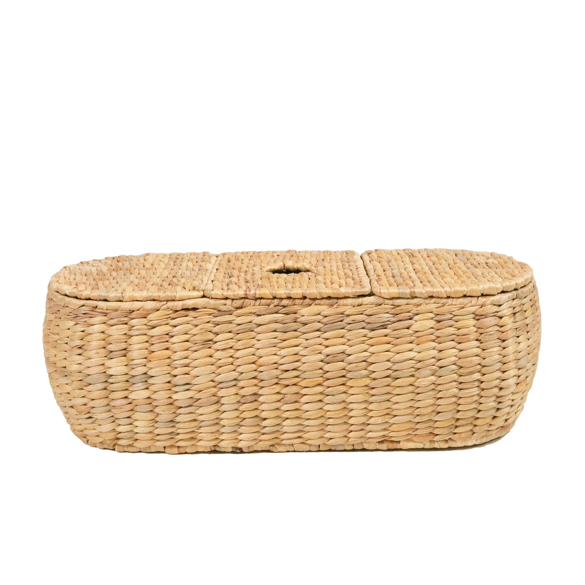 Eco-Friendly 3-Part Water Hyacinth Tissue Basket - Handwoven Storage Organizer for Bathroom, Living Room & Bedroom - Perfect for Tissues, Magazines & Small Essentials