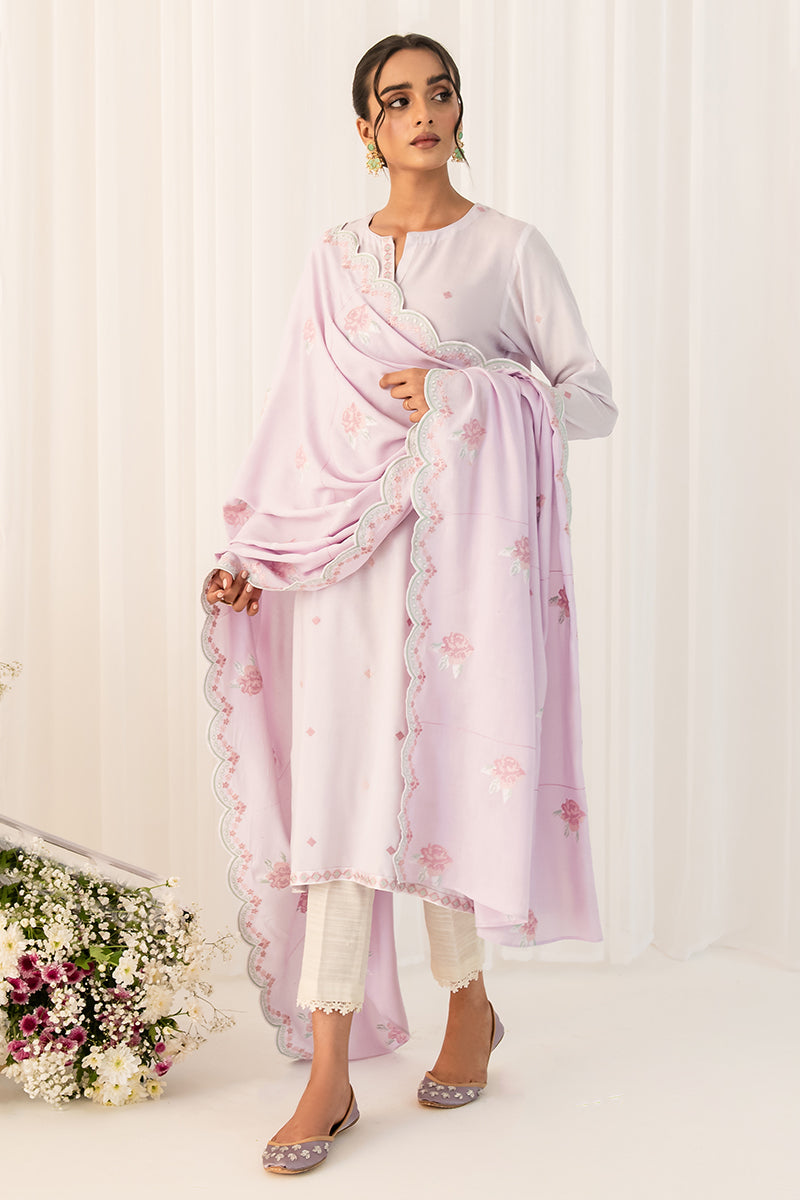 Lilac Haze 2-Piece Set - Elegant Shirt & Dupatta for Women | Boho Chic Outfit for Casual Wear, Parties & Festive Occasions