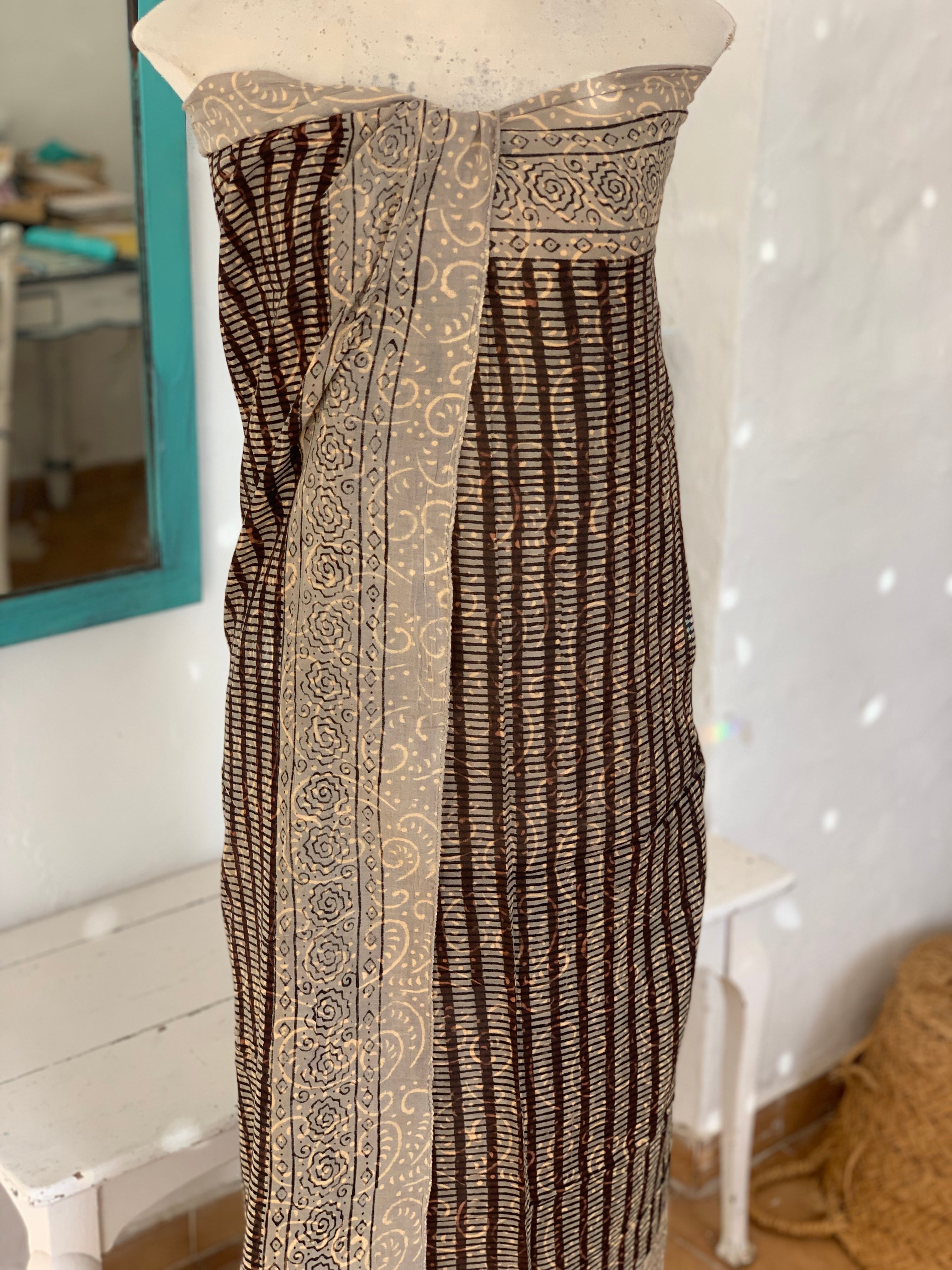 Large Size Block Print Sarong or Pareo - New Collection for Beach, Pool, and Summer Fashion