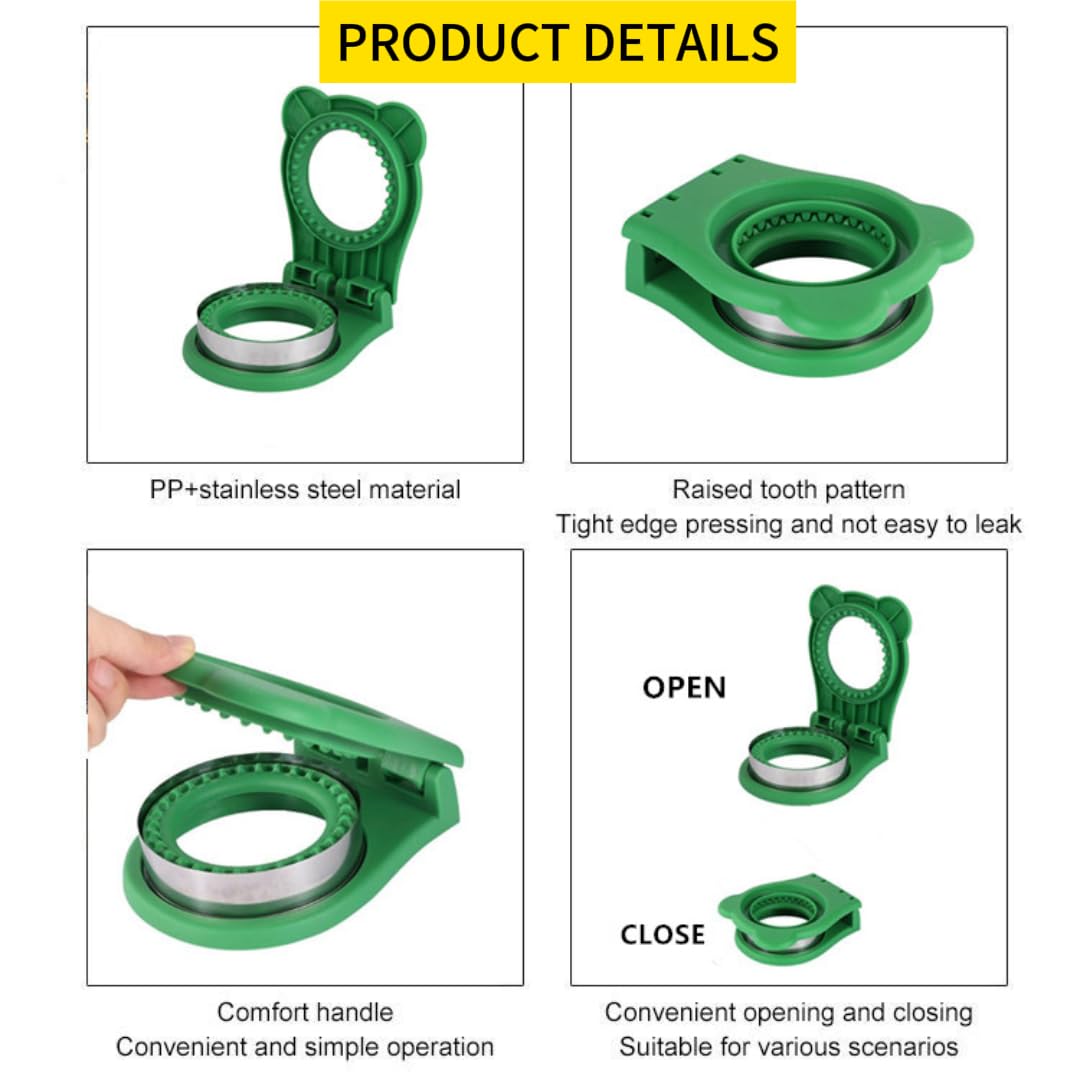 Uncrustable Sandwich Maker - 3.7 Inch Circle Shape Sandwich Cutter & Sealer for Kids Lunch Boxes | Perfect for School Lunches, Picnics & Quick Snacks (Green)