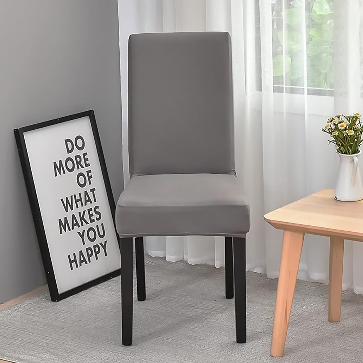 4 Pack Stretch Spandex Dining Chair Covers - Washable Anti-Dust Slipcovers for Kitchen, Wedding & Party (Grey) - Perfect for Home Decor, Restaurant, and Event Seating