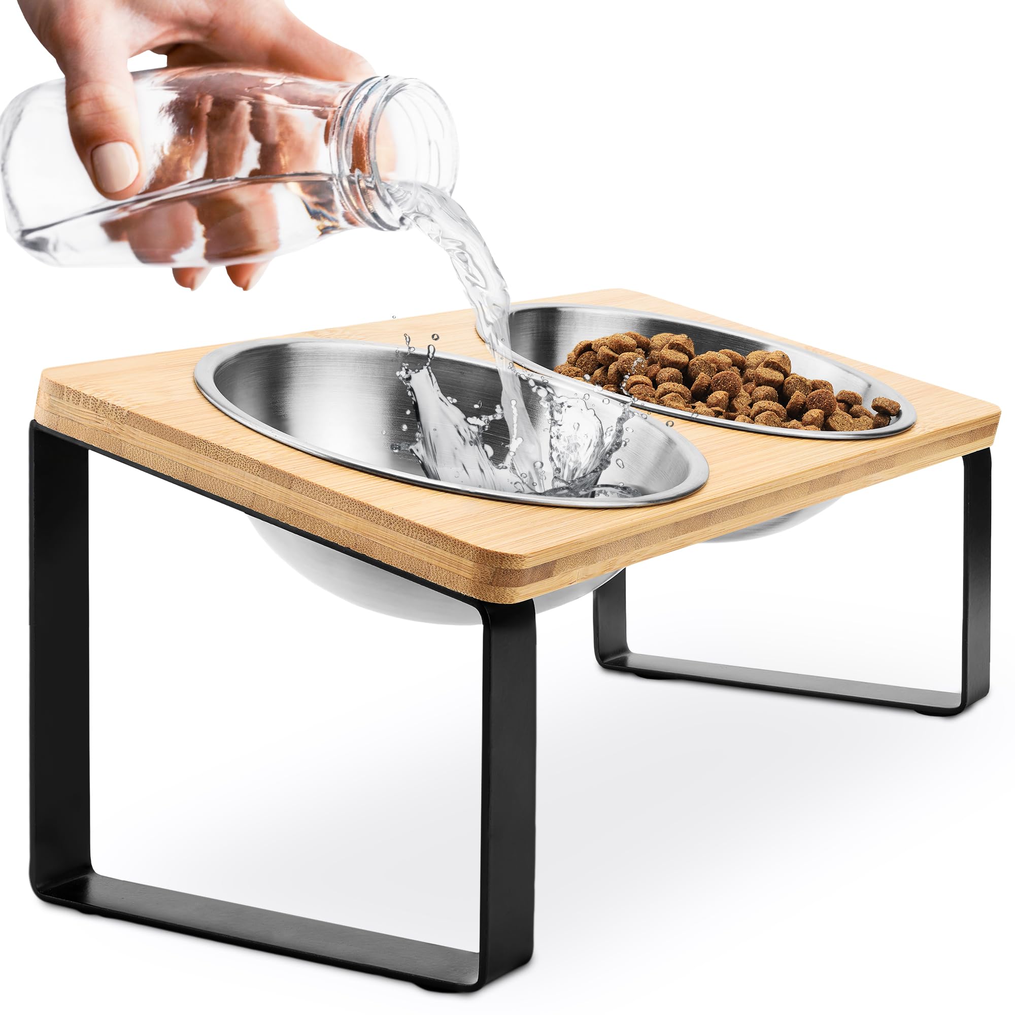 Elevated Cat Bowls for Indoor Cats - Raised Cat Food Dishes with Stand for Comfortable Feeding, Perfect for Small Dogs & Kittens (Home Use, Kitchen, Living Room)