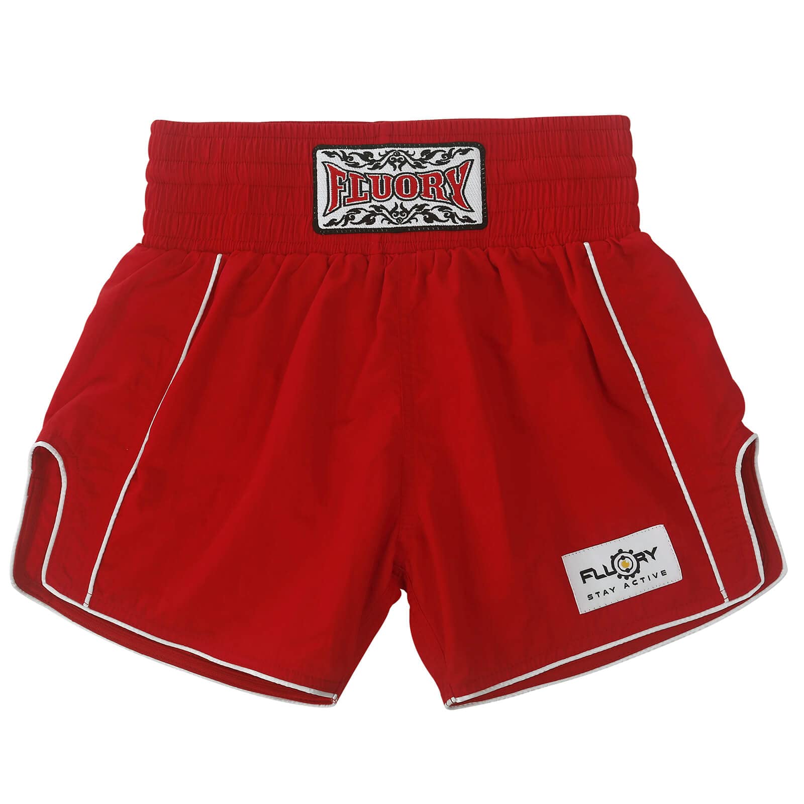 FLUORY Muay Thai Shorts for Men & Women - Lightweight Nylon Boxing Shorts with Elastic Waistband for MMA, Kickboxing, Training & Workout - Breathable & Quick-Dry Fighting Shorts for Gym, Martial Arts & Fitness