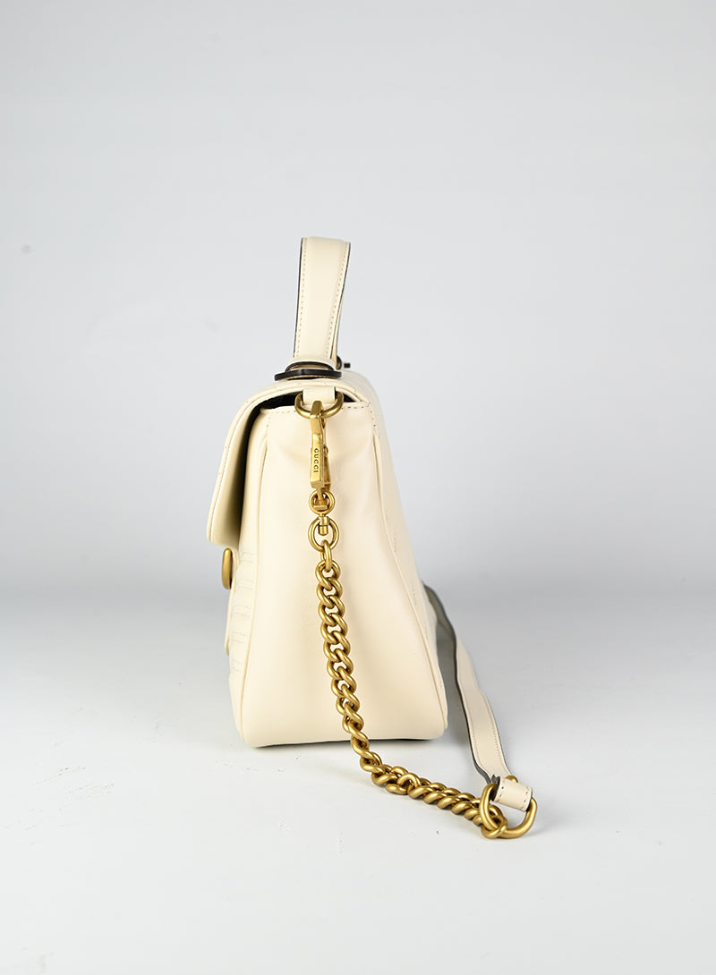 Gucci Marmont Leather Shoulder Bag in White | Luxury Designer Handbag for Women | Perfect for Parties, Work & Everyday Use