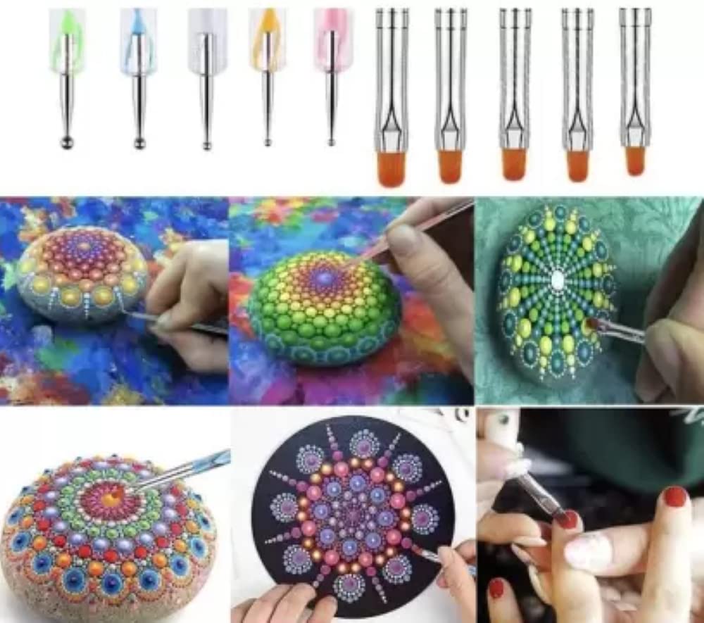 Feelhigh 5-Piece Dual-Ended Nail Dotting & Marbleizing Tool Set for Nail Art Designs - Perfect for DIY Manicures, Gel Polish, and Acrylic Nails at Home or Salon