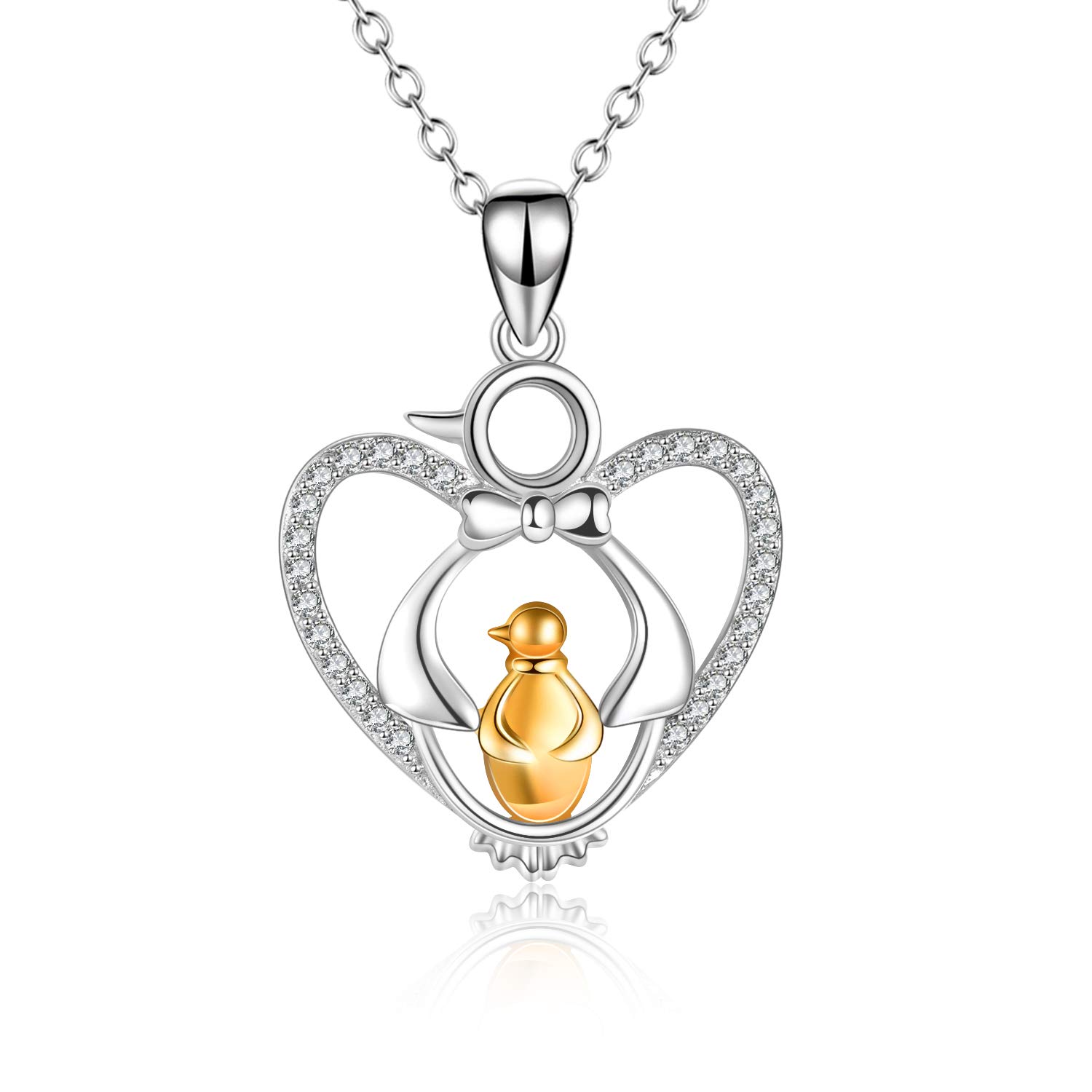 Penguin Necklace Sterling Silver - Mother Daughter Matching Jewelry Set, Birthday Gift for Mom, Women's Cute Animal Pendant Necklace | Perfect for Mother's Day, Christmas, Anniversary & Everyday Wear