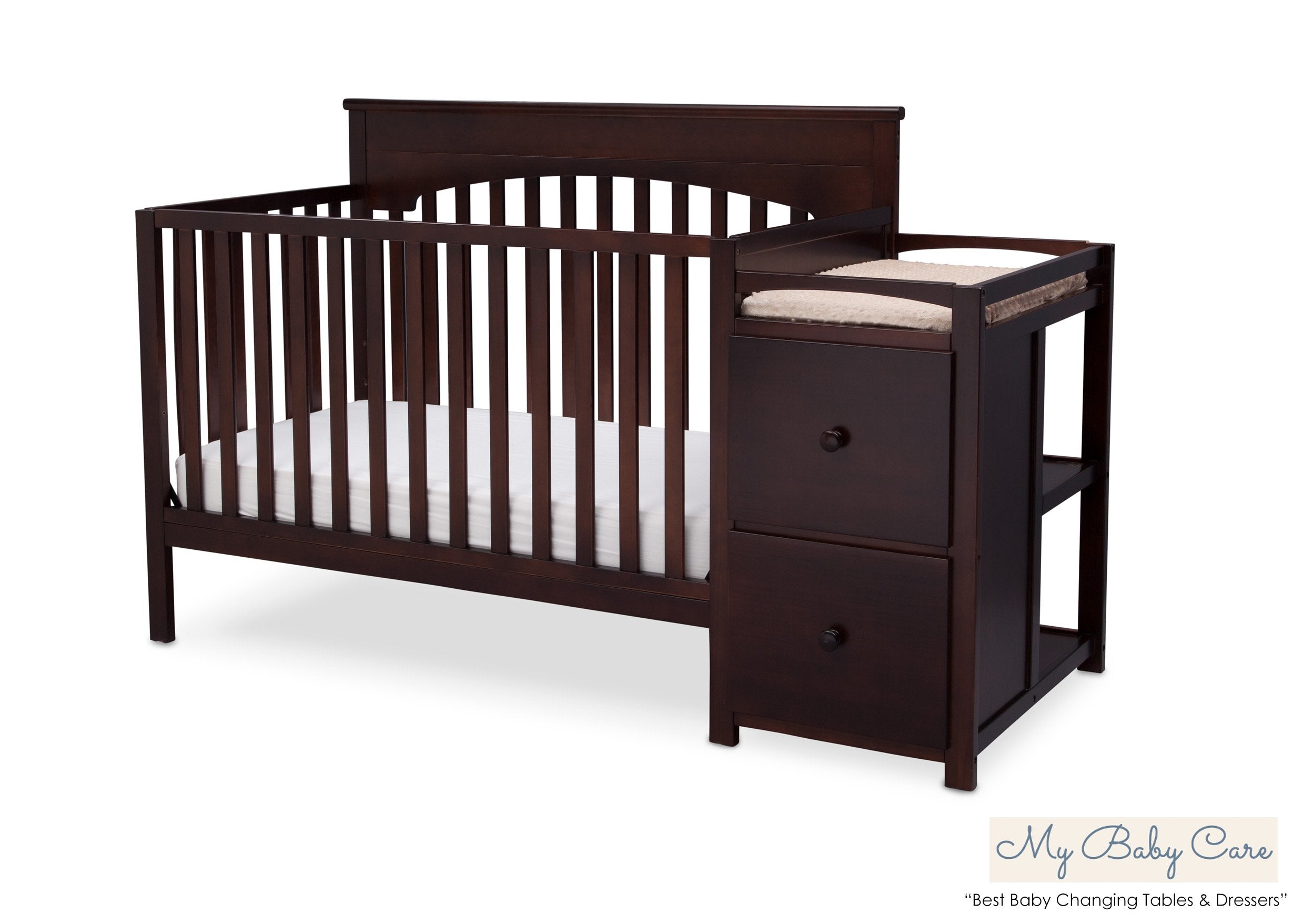 Layla Convertible Baby Crib with Changing Table - 3-in-1 Nursery Furniture for Small Spaces | Perfect for Newborns, Toddlers & Growing Kids | Ideal for Bedrooms, Daycares & Guest Rooms