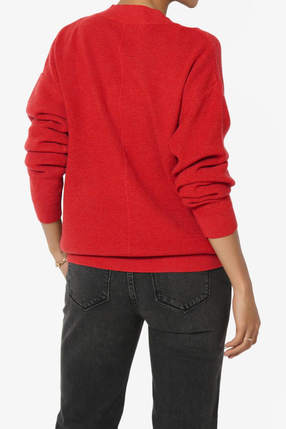 The Mogan Women's Waffle Knit Button Front V-Neck Long Sleeve Cardigan - Soft Viscose Sweater for Fall & Winter, Perfect for Office, Casual Outfits and Layering