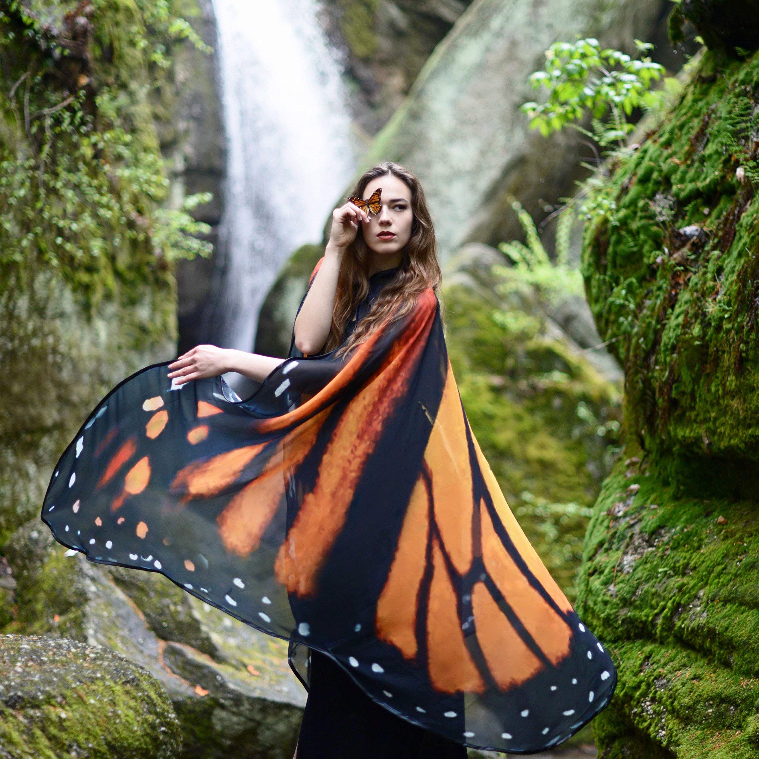 Monarch Butterfly Wings Costume - Realistic Halloween Cosplay Fairy Wings for Adults & Kids - Perfect for Halloween Parties, Cosplay Events & Fairy Themed Photoshoots