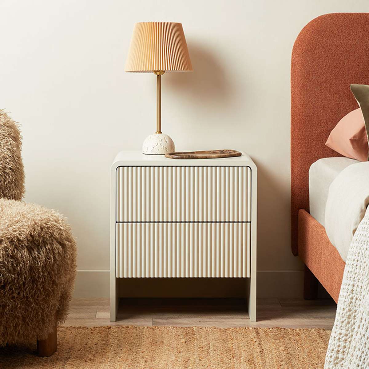 Elin Travertine Base Table Lamp - Modern Bedside & Living Room Lighting for Home Decor
