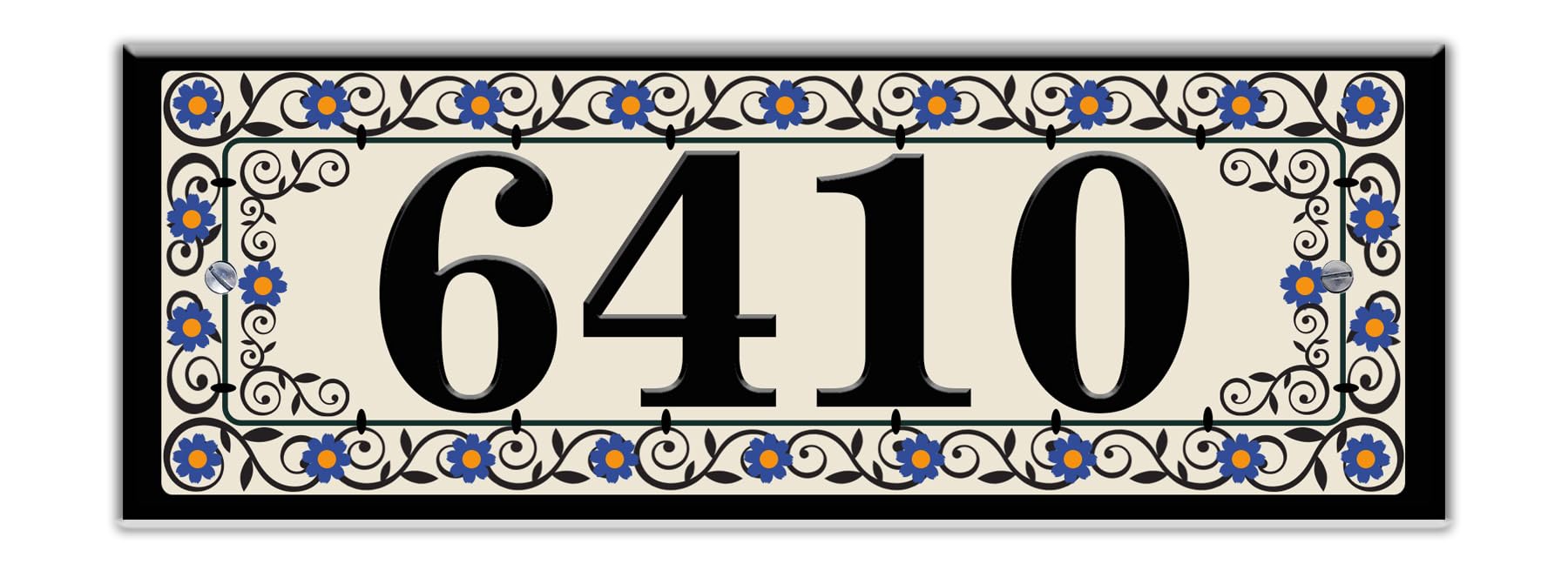 Blue Floral Mosaic Ceramic House Number Tile - Custom Address Plaque for Home, Garden, or Mailbox Decoration - Perfect for Curb Appeal and Front Door Display
