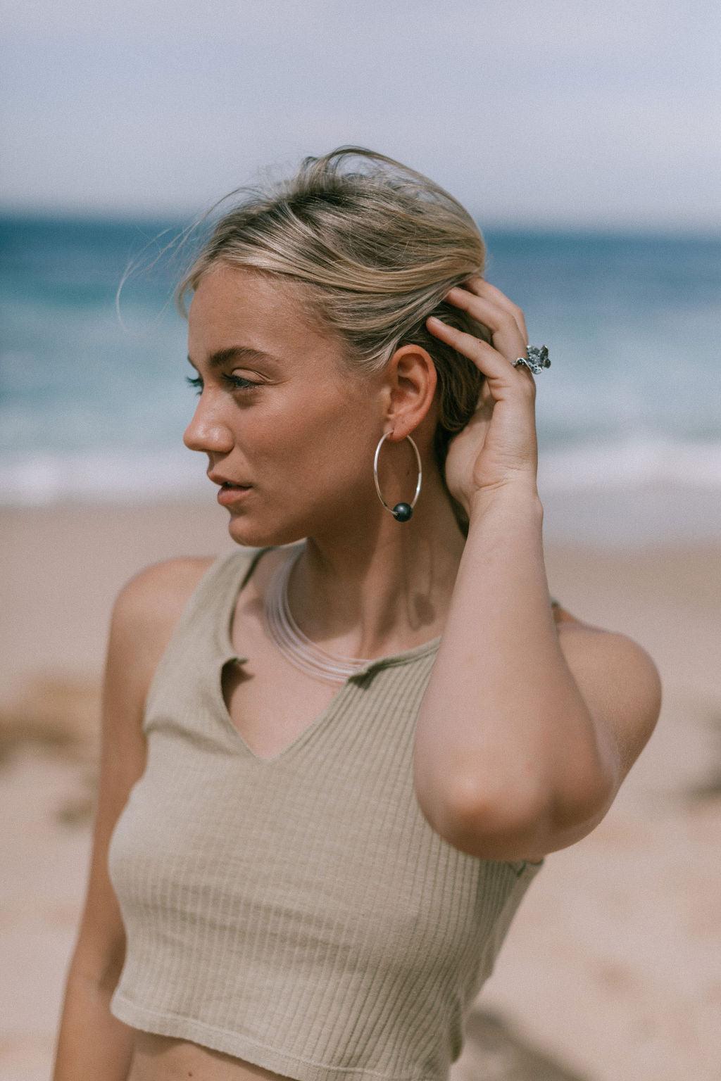 Large Hoop with Ox Ball Earrings - Sterling Silver Jewelry for Women, Trendy Statement Earrings for Parties & Everyday Wear