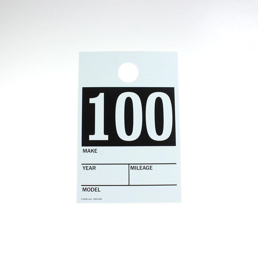 Pre-Numbered Vehicle Mirror Hanging Cards - 100 Pack for Parking, Events & Fleet Management | Durable & Weatherproof