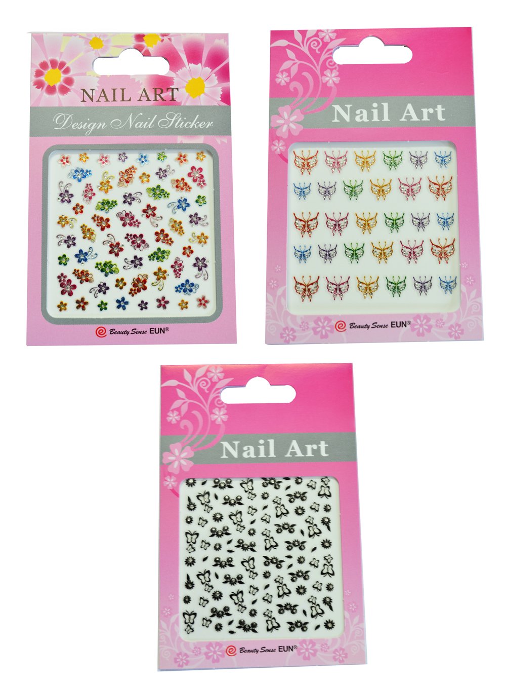 Via Mazzini Multicolor 3D Nail Art Stickers for Girls - Set of 3 | DIY Nail Decals for Kids, Teens & Women | Perfect for Parties, Salons & Home Manicures