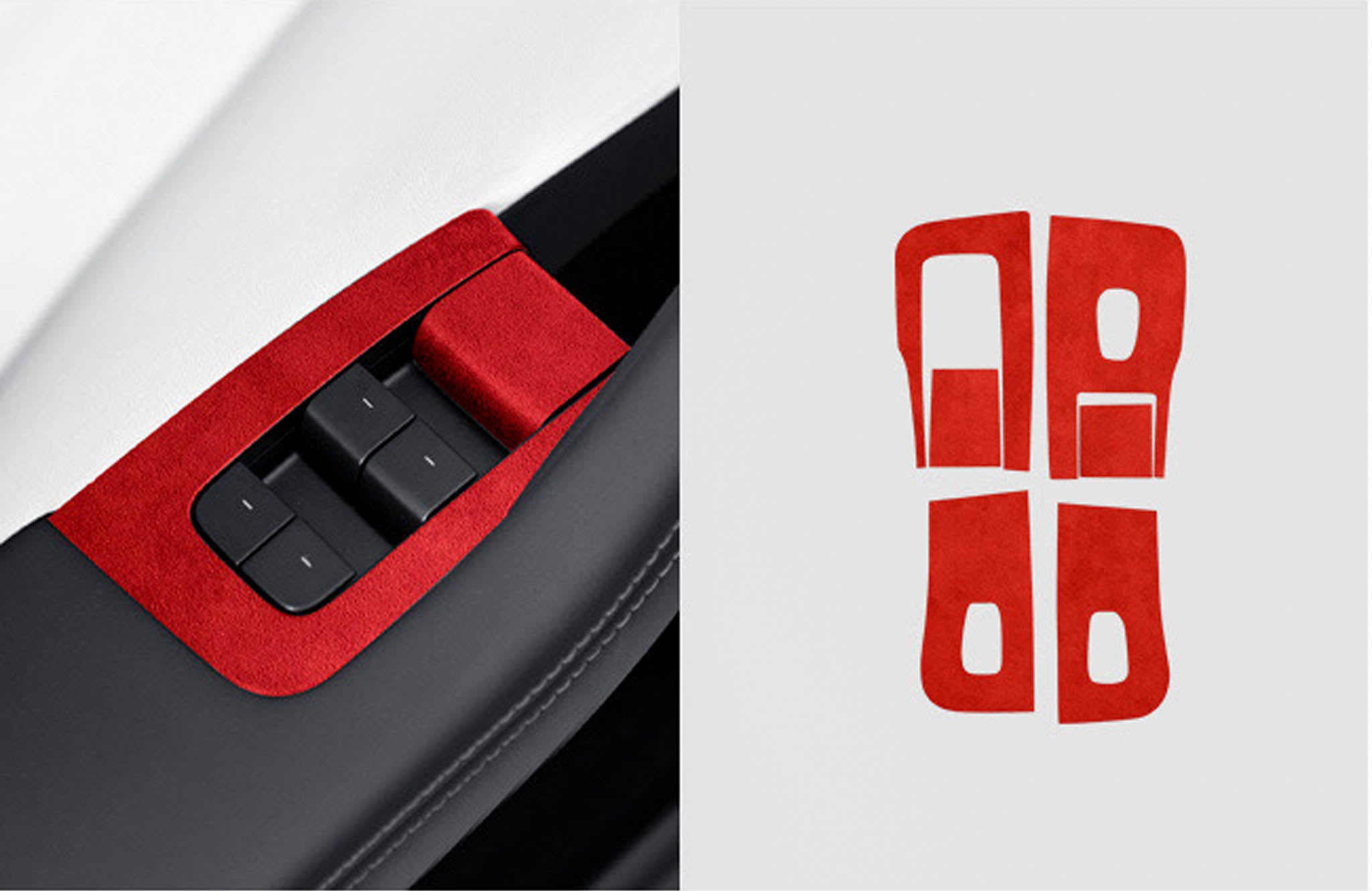 Tesla Model 3 Highland & Model Y Juniper Alcantara Window Switch Panel Wrap Sticker (2024+) - Premium Interior Upgrade for Enhanced Luxury & Style | Perfect for Car Enthusiasts & Tesla Owners