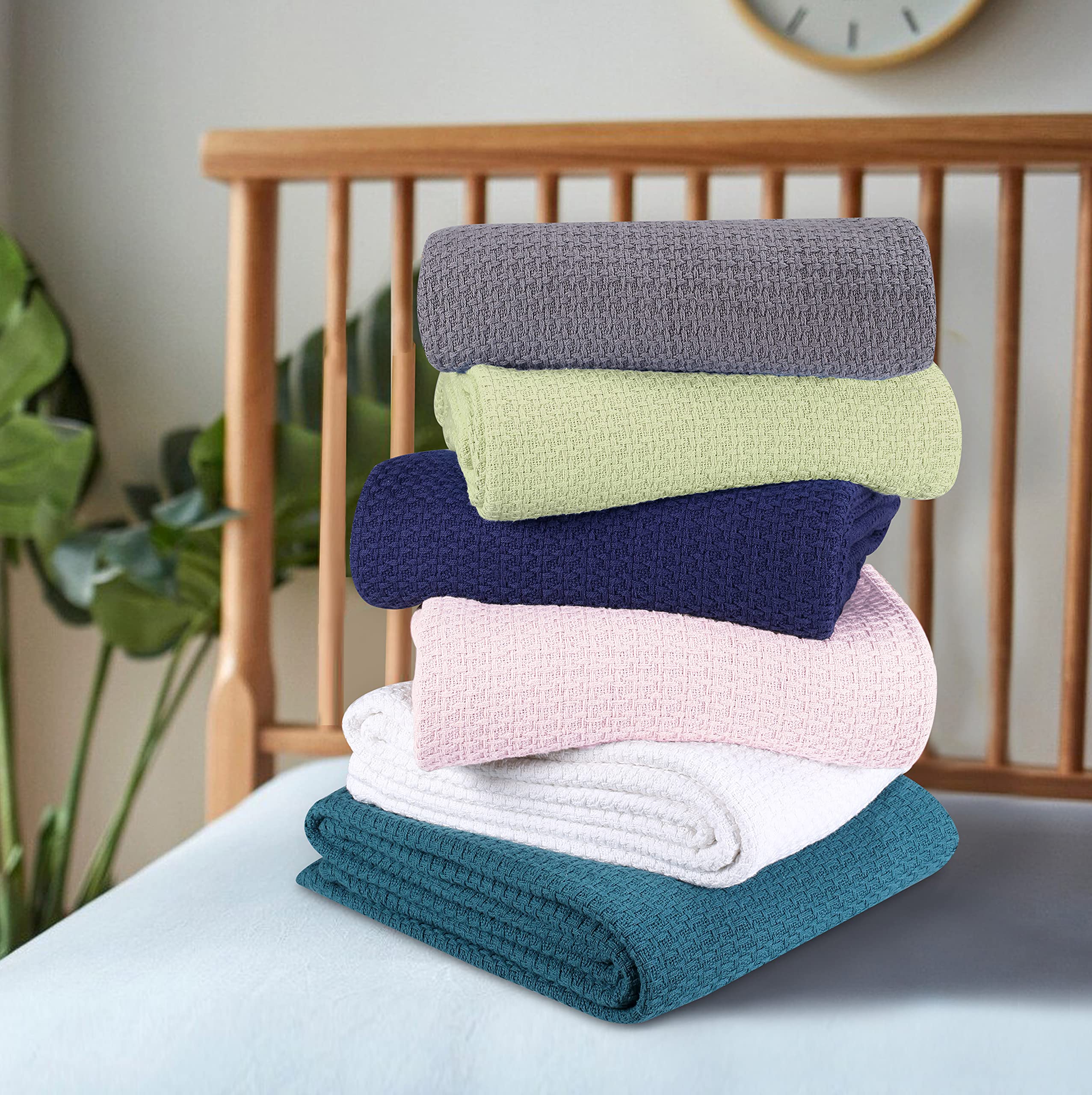 BELIZZI HOME 100% Cotton Twin Size Bed Blanket - Breathable Thermal Blanket for All Seasons, Sage Green - Perfect for Layering, Bedroom Decor & Cozy Nights