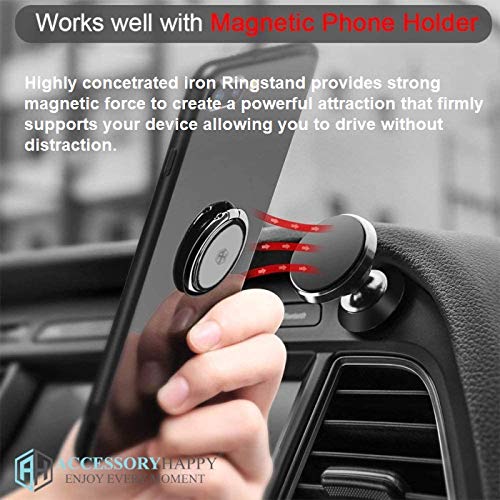 Metal Phone Ring Grip Stand Holder - Magnetic Kickstand for iPhone & Android, Black | Secure Grip, Hands-Free Viewing, Perfect for Travel, Workouts, and Video Calls
