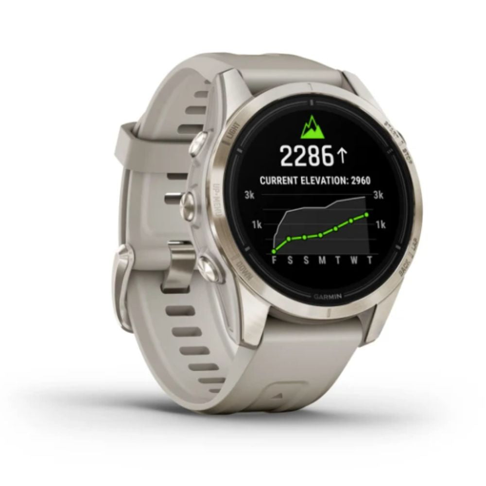 Garmin Epix Pro (Gen 2) Sapphire Edition 42mm Smartwatch - Soft Gold Case with Light Sand Band - Fitness Tracker with GPS, Heart Rate Monitor & Sleep Tracking - Perfect for Running, Hiking & Outdoor Adventures (Open Box)