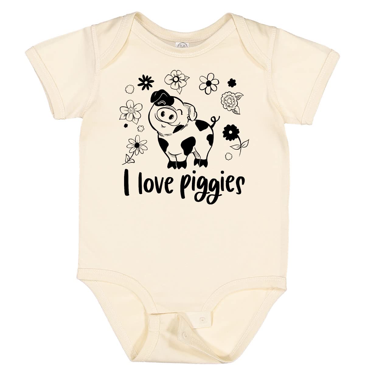 Inktastic I Love Piggies Cute Pig and Flowers Baby Bodysuit - Soft Cotton Infant Onesie for Boys & Girls - Perfect for Playdates, Family Photos & Everyday Wear