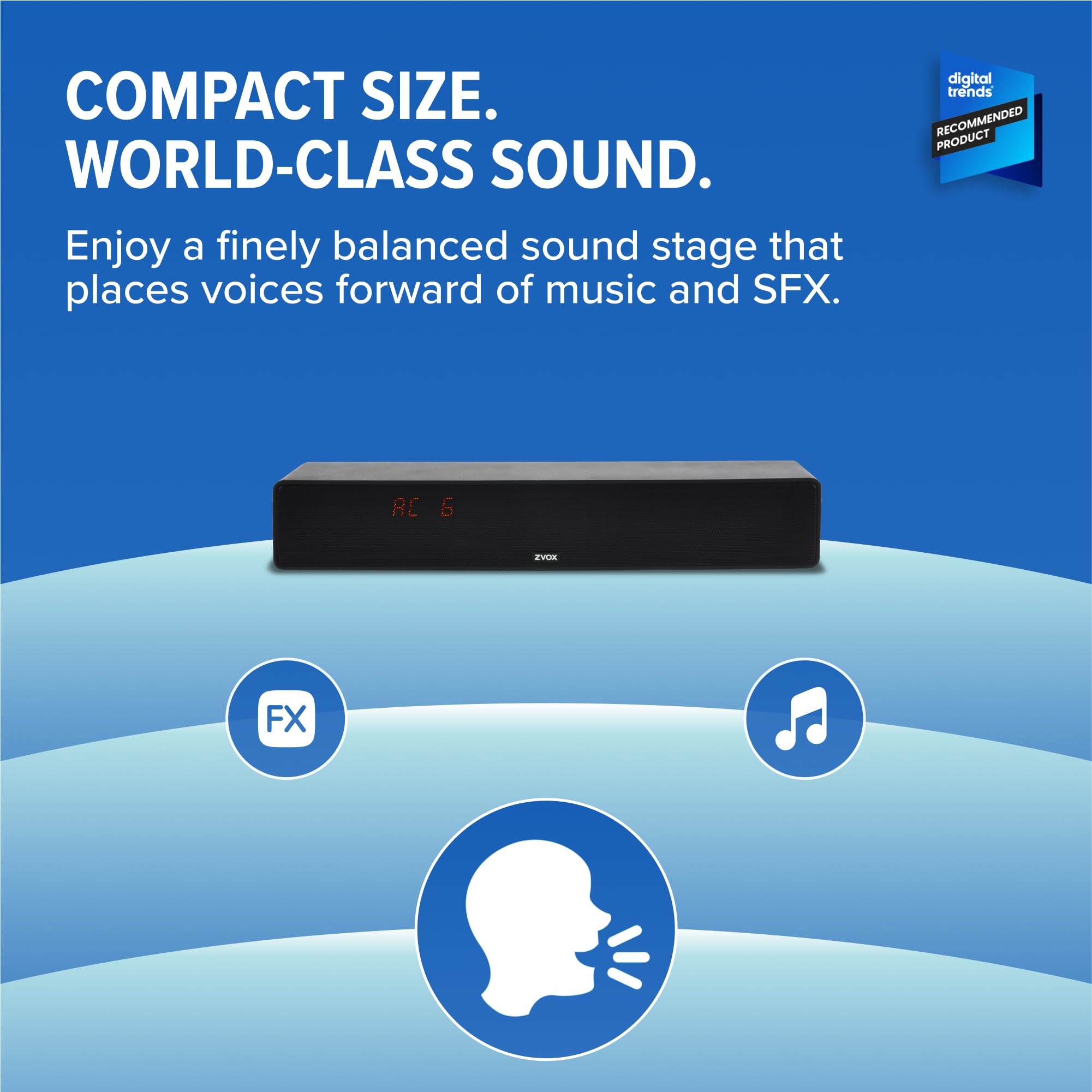 ZVOX AV157 Dialogue Clarifying Sound Bar with AccuVoice Technology - 12 Levels of Voice Boost for Clear TV Audio, 17