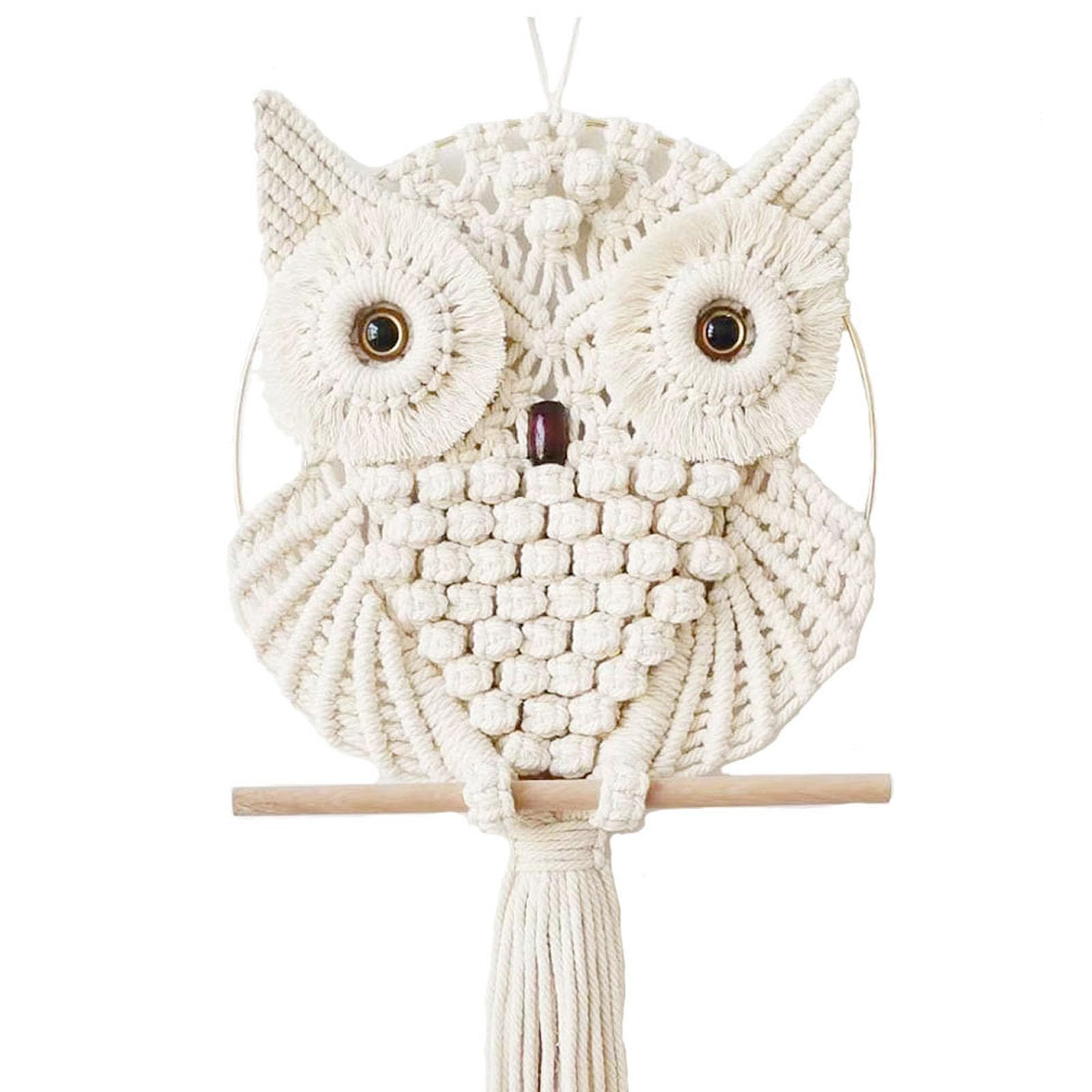 Handwoven Boho Owl Macrame Wall Hanging - Large Beige Tapestry for Home Decor - Nursery, Bedroom & Living Room Wall Art - Perfect for Bohemian Style Interiors and Gift Giving