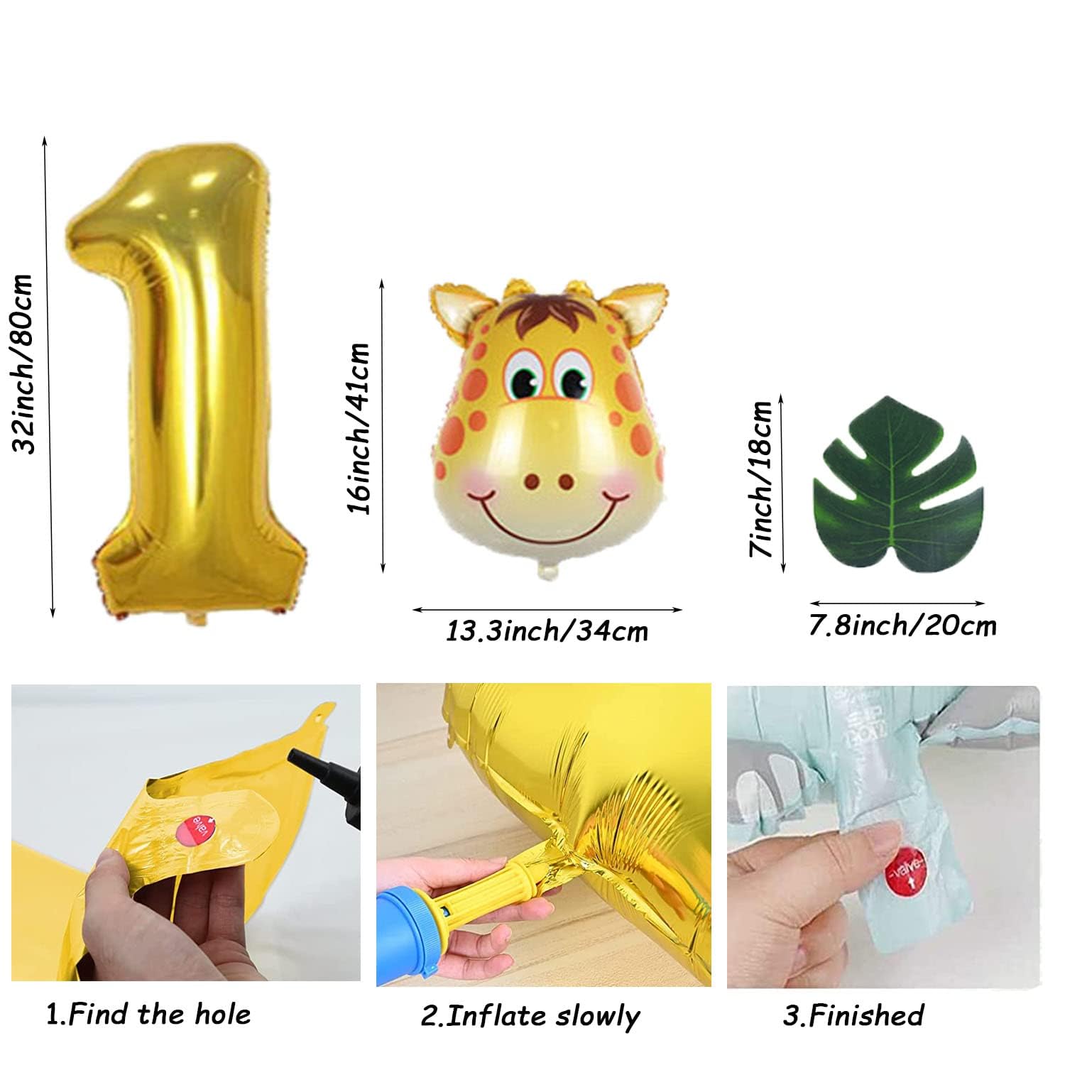 Jwssor 1st Birthday Decoration Set - 32 Inch Jungle Theme Foil Balloons in Sage Green & Brown for Wild One Party | Baby Shower, Photo Backdrop, Birthday Party Decorations