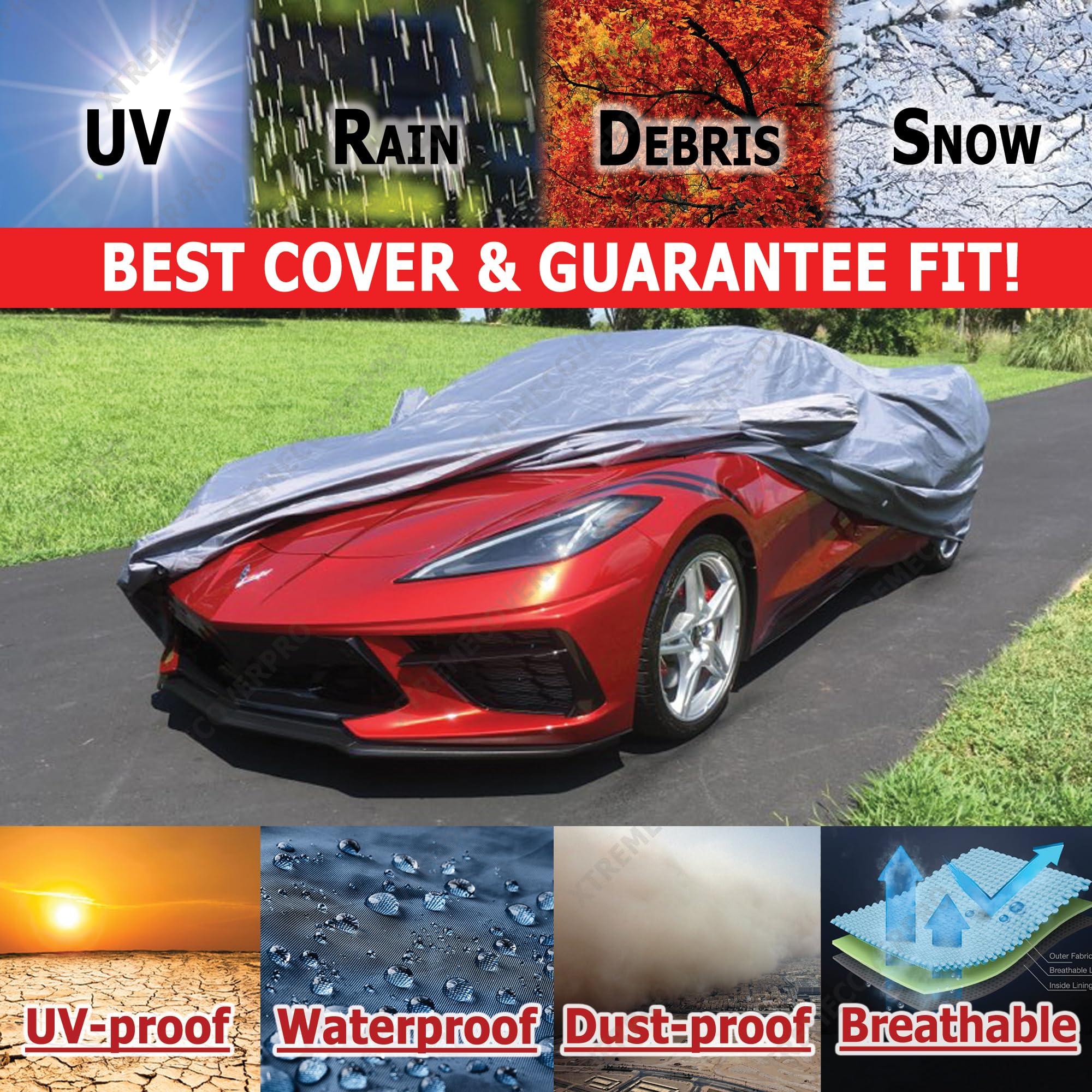 Premium Car Cover for 2019-2025 Chevy Blazer - XTREMECOVERPRO Diamond Series Waterproof Outdoor Protection (Grey) | All-Weather Shield for Snow, Rain, Dust & UV Rays - Perfect for Garage, Driveway & Long-Term Parking