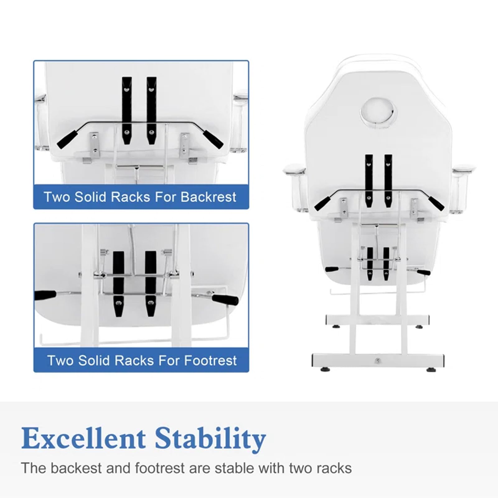 Professional Adjustable Massage Table & Tattoo Chair with Spa Stool - Multi-Function Facial Bed for Salon, Clinic & Beauty Spa - Perfect for Massage Therapy, Tattoo Sessions & Lash Extensions - White Salon Equipment