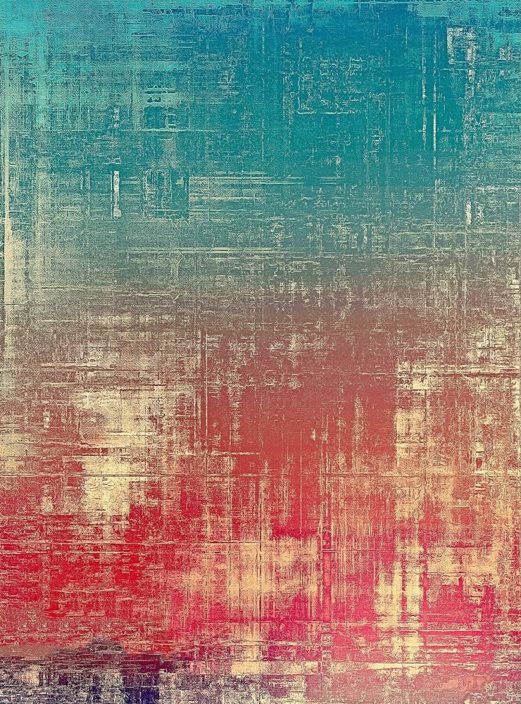 Vintage Distressed Red Teal Area Rug 8x10 - Mid-Century Modern Abstract Design, Low Pile Machine Washable Carpet for Living Room, Bedroom, Playroom, Dining & Kitchen - Perfect as Runner Rug, Throw Rug or Deck Carpet