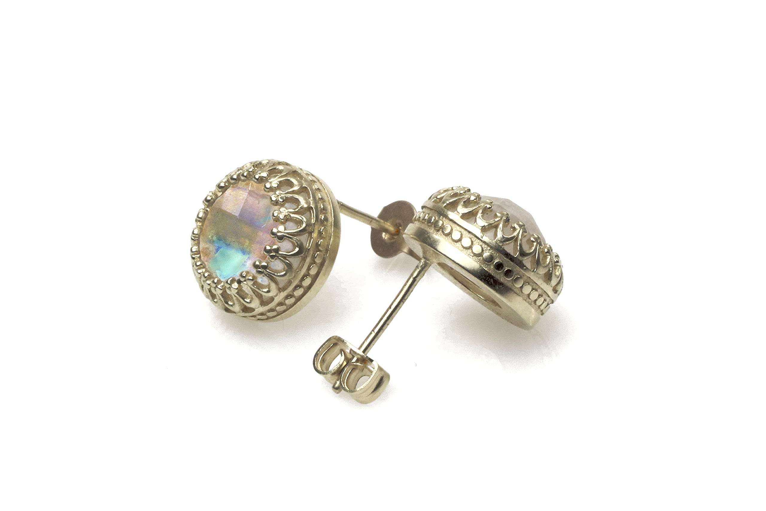 10mm Moonstone Post Earrings for Women - 14k Gold Filled Anemone Jewelry - Perfect Gift for Sister, Mom & Friend with Gift Box - Elegant Everyday Wear & Special Occasion Jewelry