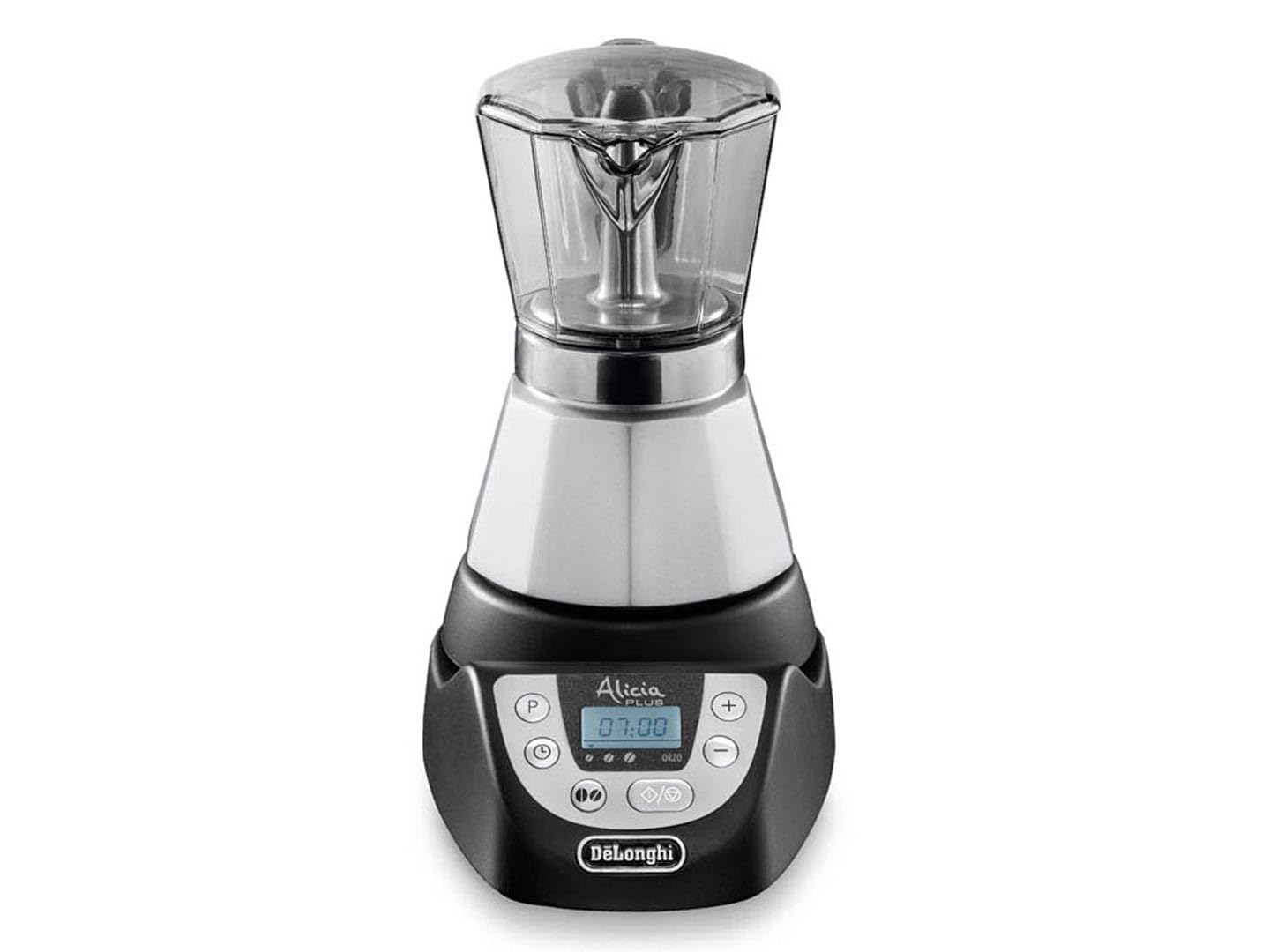 De'Longhi EMKP42.B Alicia PLUS Electric Moka Pot Coffee Maker - 450W, 2-4 Cups, Black/Silver Plastic - Perfect for Home & Office Espresso Brewing