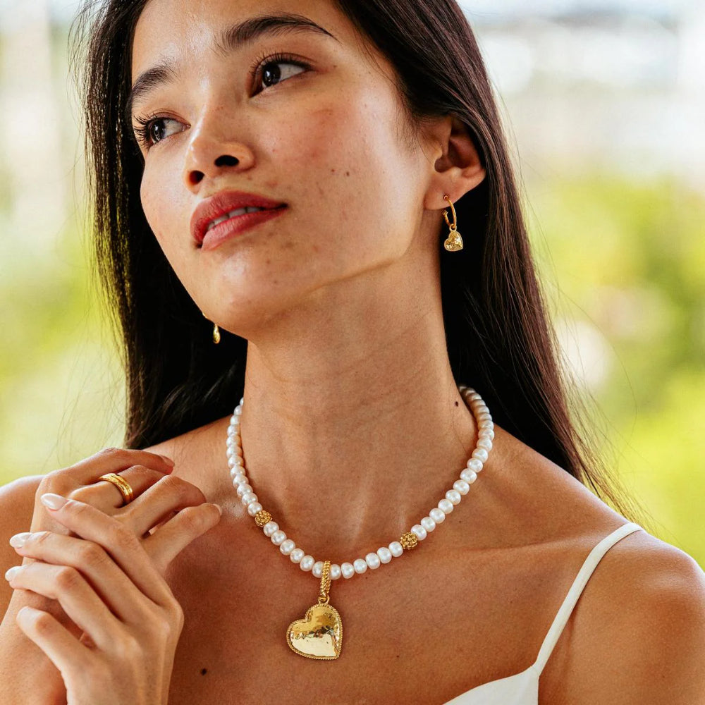 Capucine De Wulf Love Pendant Necklace - 18K Gold Plated Heart Charm Jewelry for Women, Perfect Gift for Valentine's Day, Anniversary & Romantic Occasions