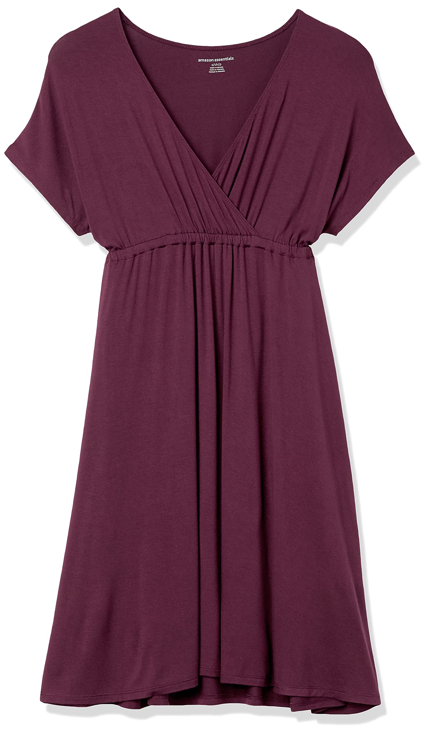 Amazon Essentials Women's Surplice Dress - Flattering Wrap Style, Plus Size Options, Perfect for Work, Date Night & Summer Vacations