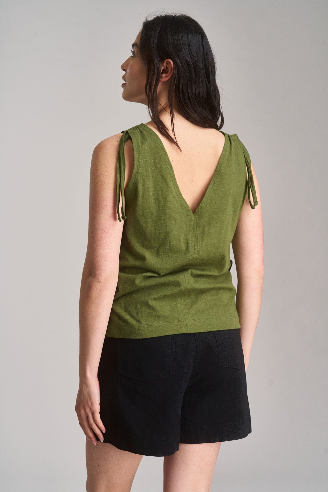 Celia Women's Organic Cotton T-Shirt - Eco-Friendly Green V-Neck Top for Casual Wear & Everyday Outfits