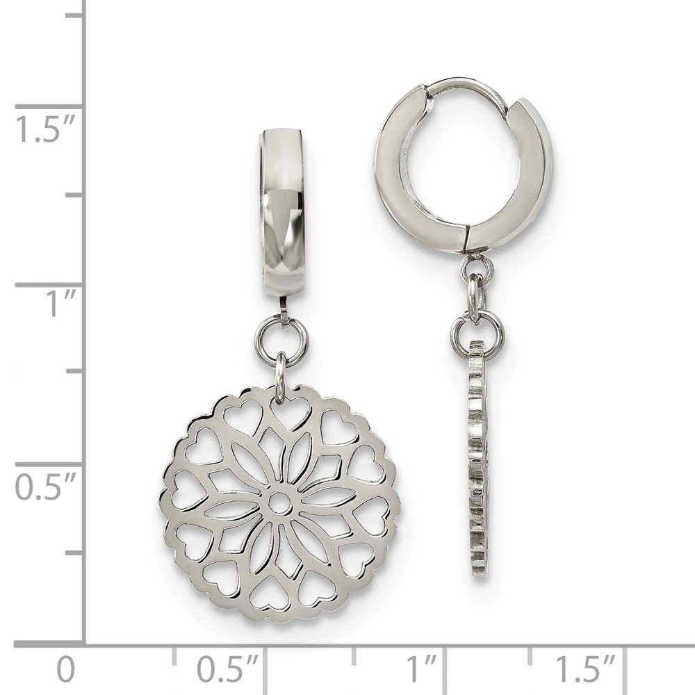 Stainless Steel Flower Hoop Earrings for Women - Polished Hinged Dangle Earrings for Everyday Wear & Special Occasions