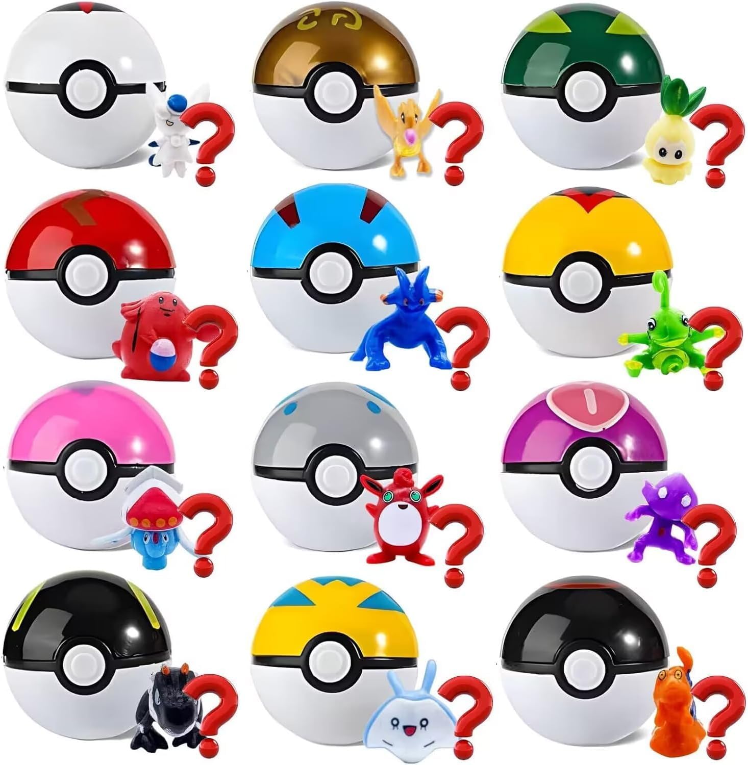 ABERCORN Pokemon Action Figure Toy Set - 12pcs Collectible Figures, Perfect for Birthday Party Gifts & Kids Playtime | Great for Themed Parties, Collection Displays & Interactive Play