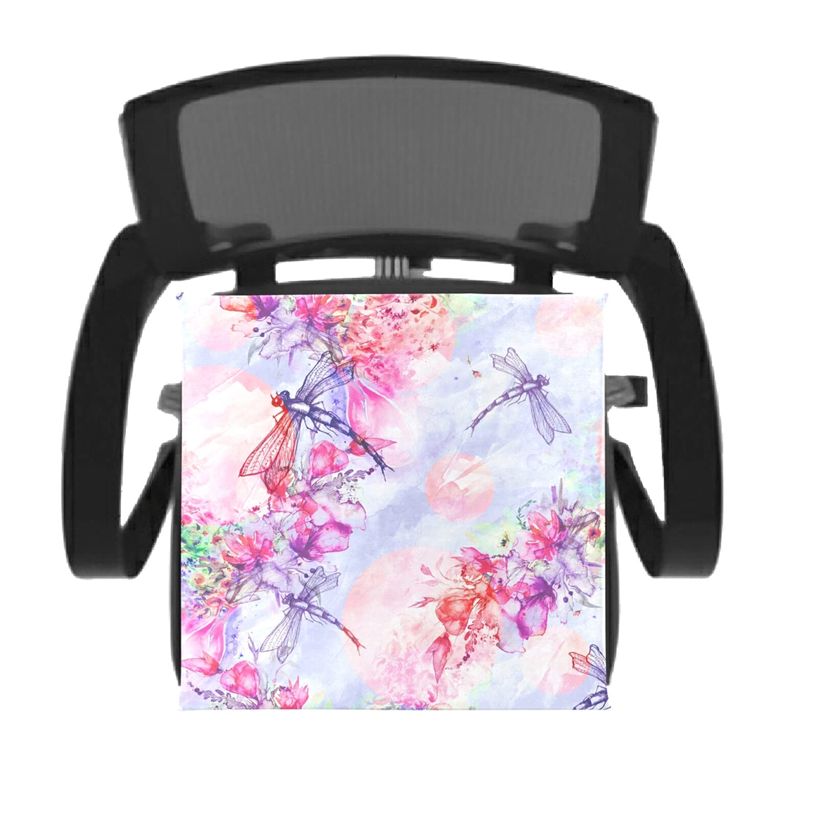 Memory Foam Seat Cushion for Office, Dining & Kitchen Chairs - Washable Dragonfly Flower Design Chair Pad - Comfort Support for Home & Work
