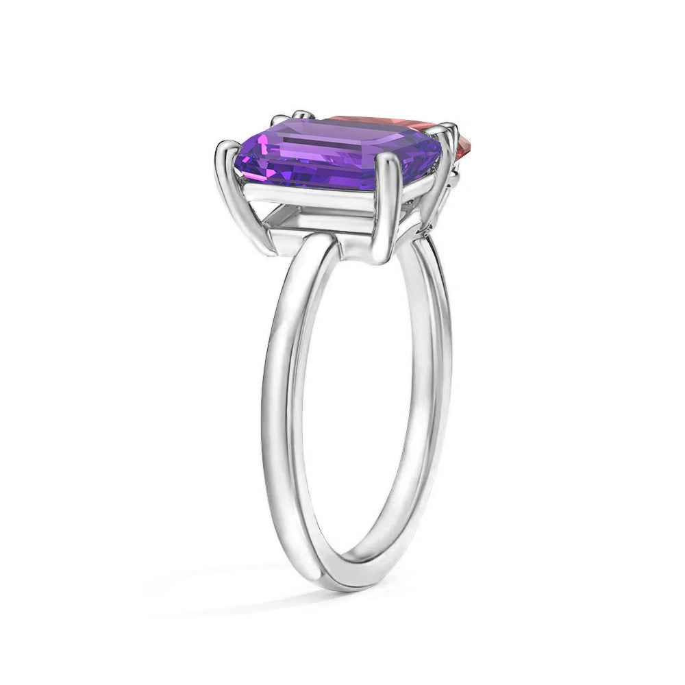 Personalized Toi et Moi Amethyst Birthstone Ring - Custom Anniversary Jewelry for Couples, Gift for Her, Romantic Proposal & Wedding Band
