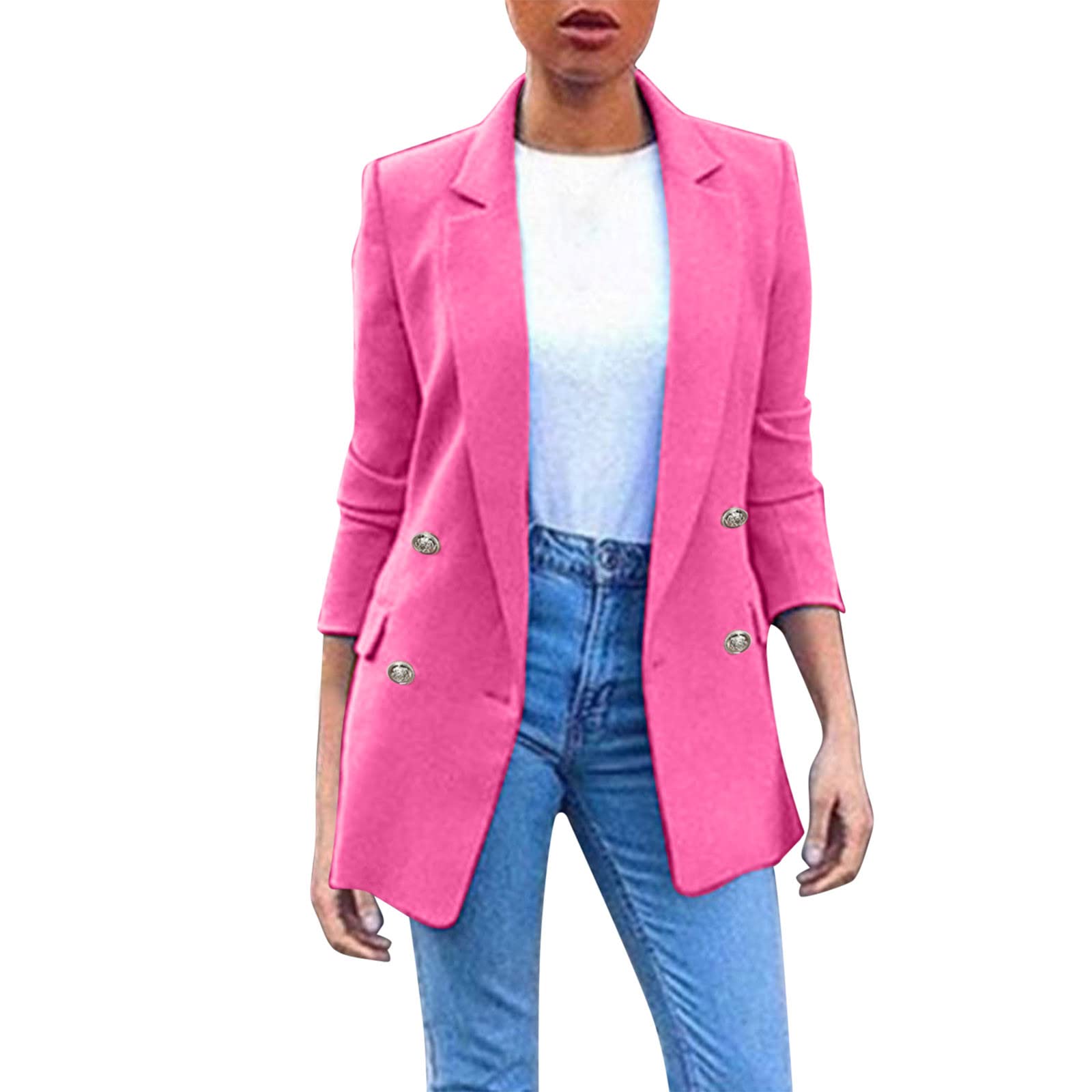 Plus Size Women's Double Breasted Corduroy Blazer Jacket with Heat Reflective Lining - Long Sleeve Office Wear & Winter Coat for Work & Outdoor Activities