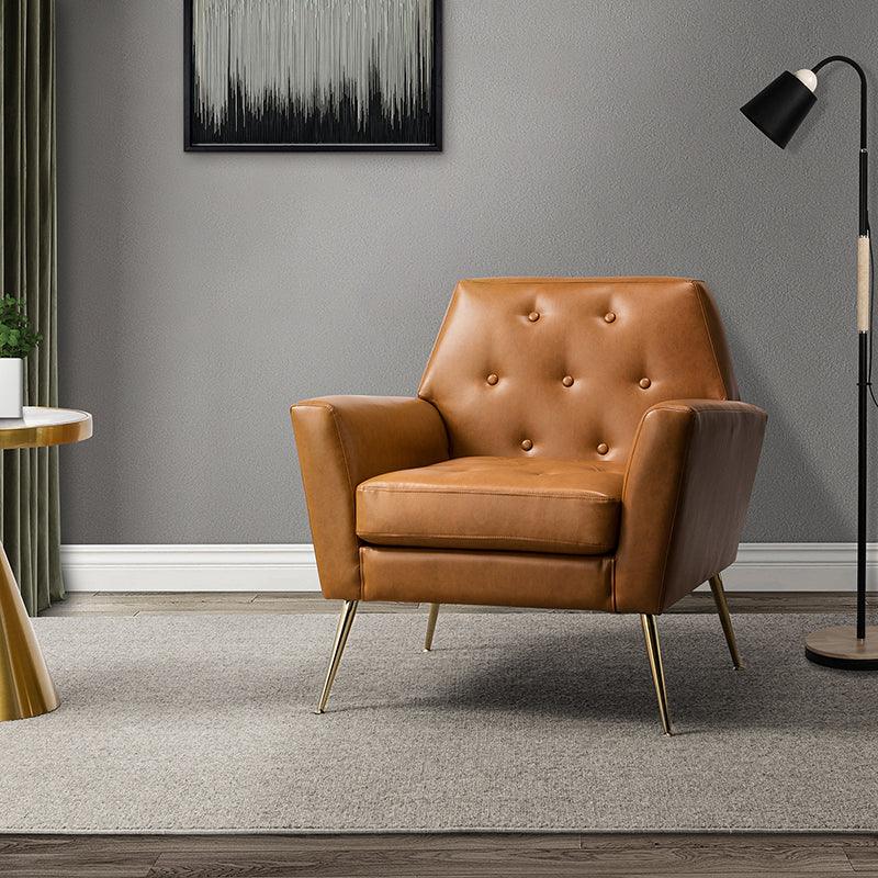 Raelynn Vegan Leather Armchair - Modern PU Leather Lounge Chair for Living Room, Office & Bedroom - Eco-Friendly Faux Leather Accent Chair for Home Decor