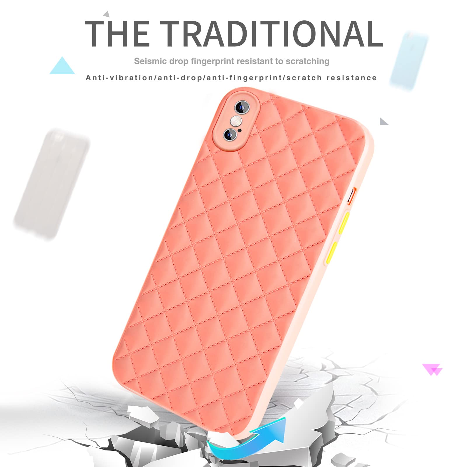 Premium iPhone Xs Max Case with Screen Protector - Slim PU Leather 3D Diamond Grid Protective Cover for Women (6.5 Inch, Rose Gold) | Shockproof Drop Protection for Daily Use, Work & Travel