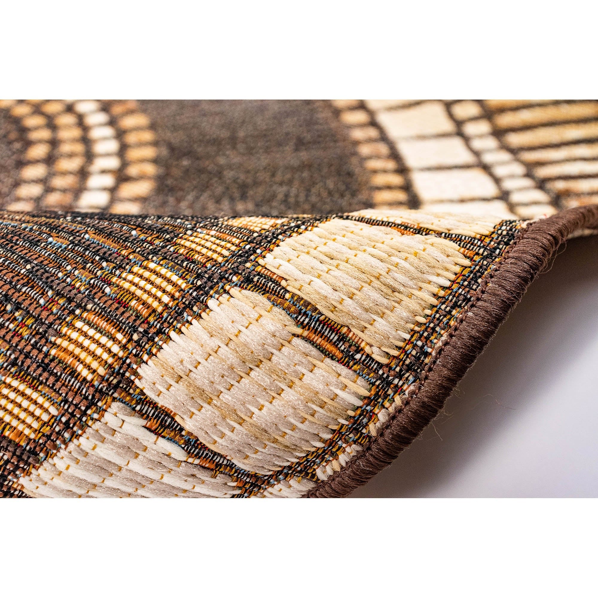 Liora Manne Marina Circles Indoor/Outdoor Rug - Brown Boho Chic Area Rug for Living Room, Bedroom, Patio & Deck | Water-Resistant & Durable Floor Mat