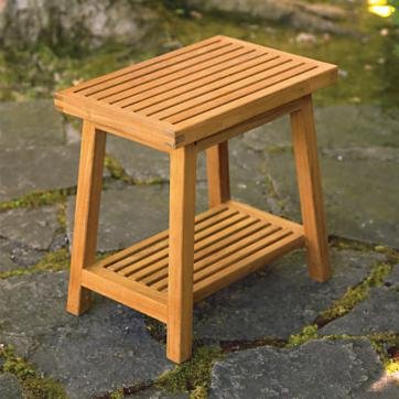 Premium Grade A Teak Wood Bath Stool, Shower Bench & Side Table - Waterproof, Rustproof & Durable for Bathroom, Spa & Outdoor Use