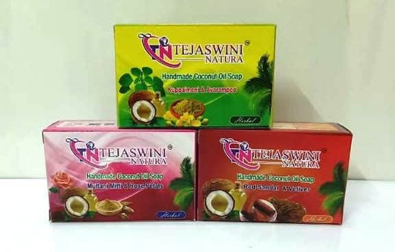 Tejaswini Natura Handmade Coconut Oil Soap - Eco-Friendly Combo Pack of 3 Bars (3x75g) | Organic Skincare for Dry Skin, Face & Body Cleansing | Perfect for Daily Use, Gifts & Eco-Conscious Living